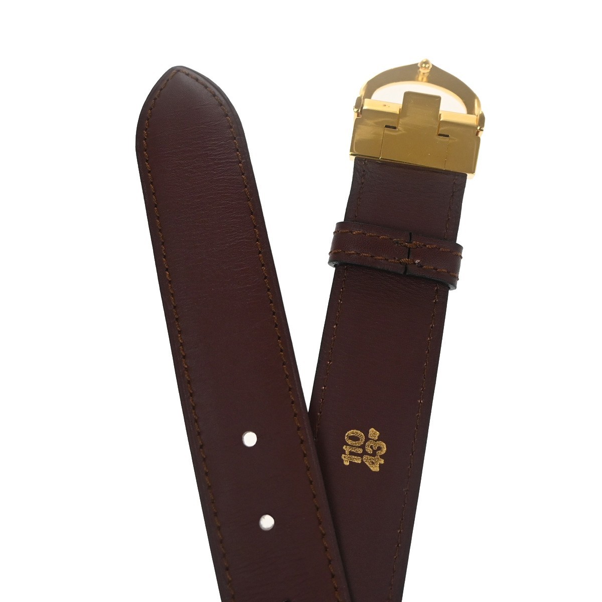 Cartier C Logo Belt 110/43 Leather Red Gold Vintage 05RL880