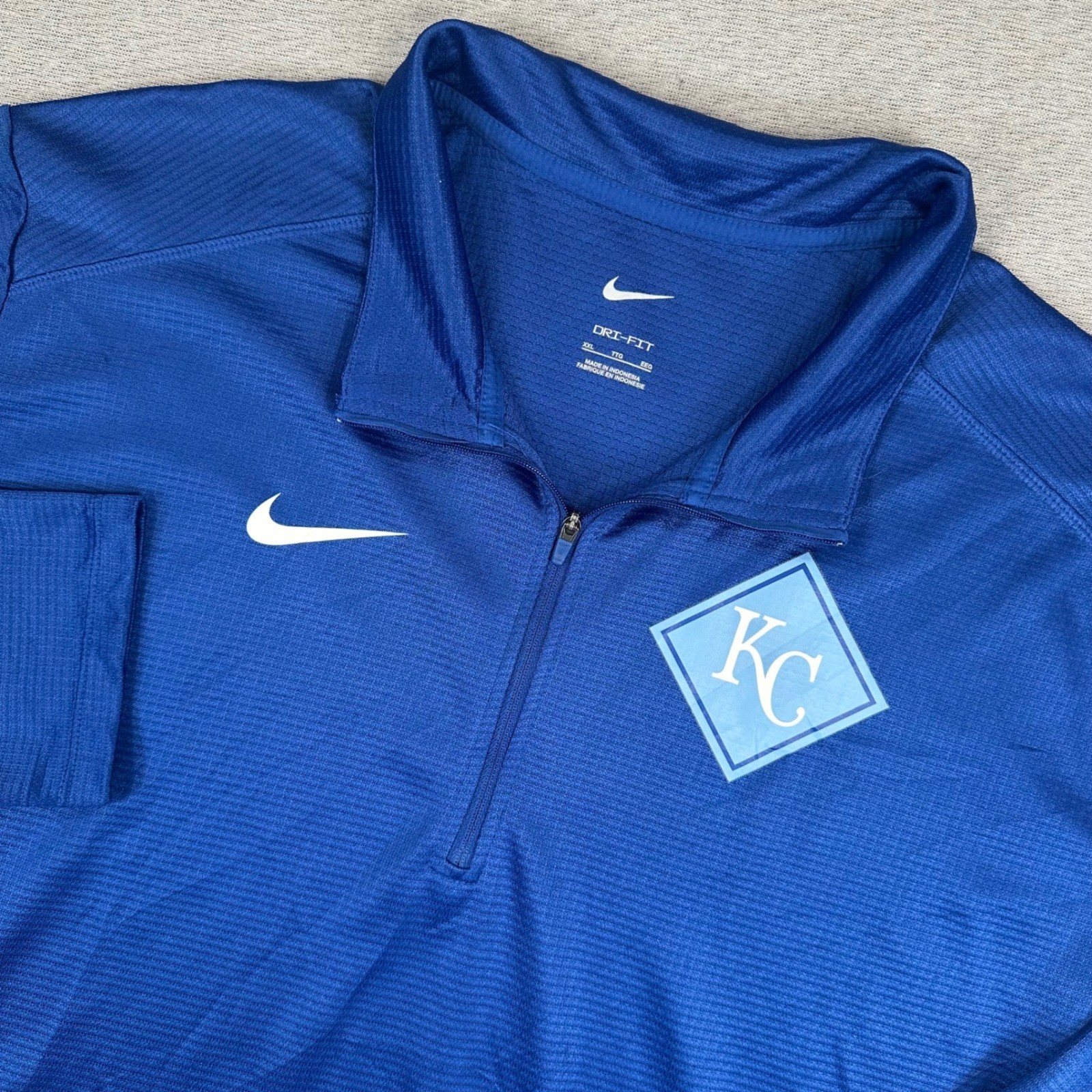 Kansas City Royals Nike 1/4 Zip Pullover Mens 2XL XXL Blue Dri-FIT MLB Baseball