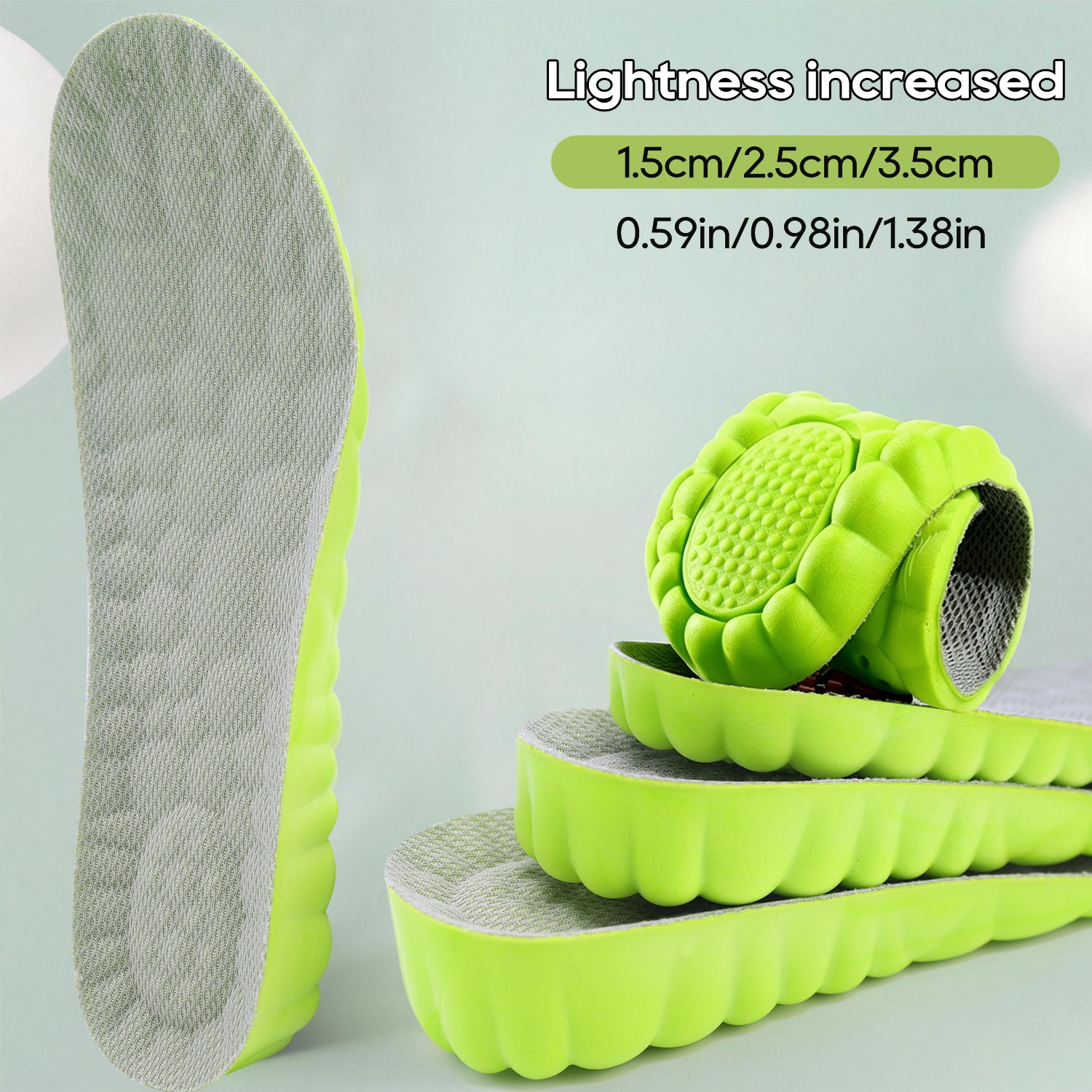4D Cloud Height Increasing Insoles Anti-Stink & Sweat-Absorb Unisex for US 7-12