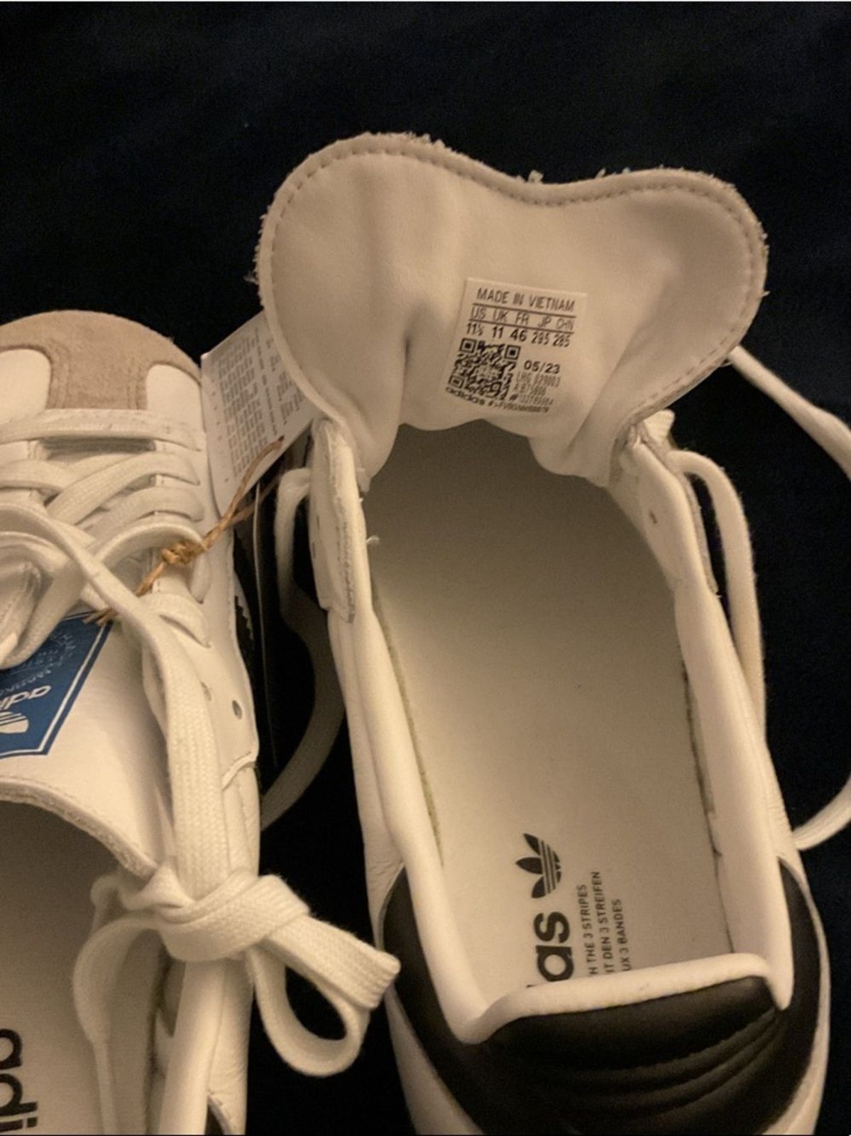 adidas Samba Sneakers in White and Black with Gum Sole