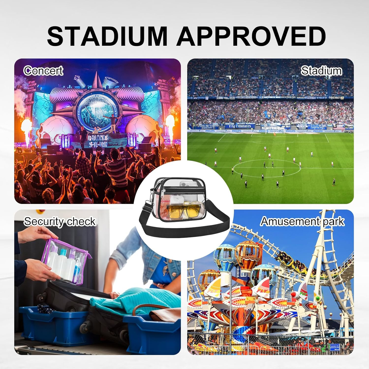 Clear Bag for Stadium Events Clear Sports Fan Handbags Purses with Adjustbale St