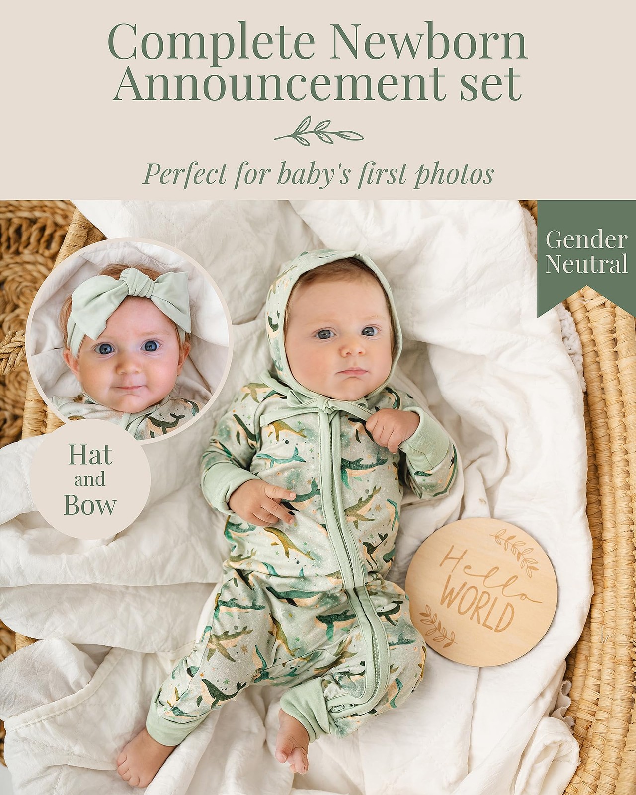 95% Viscose from Bamboo 5% Spandex Baby Sleeper Gift Set – Soft Footie Pajama…