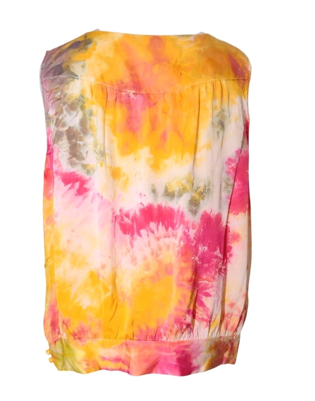 Theory All 100% Silk Tie Dye Sleeveless Top M Artsy Flowy Summer Colorful Boho