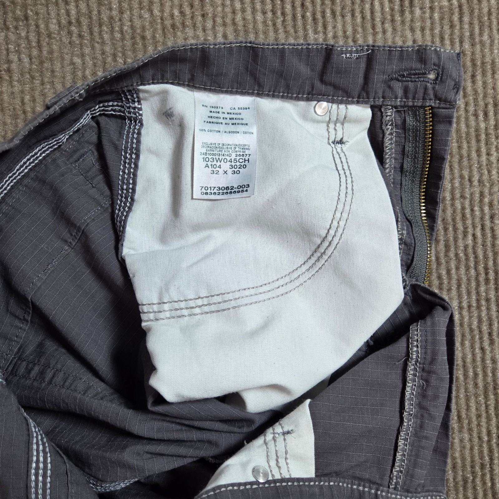 Wrangler Riggs Workwear Mens Ripstop Work Pants 32×30 Gray Utility Cotton