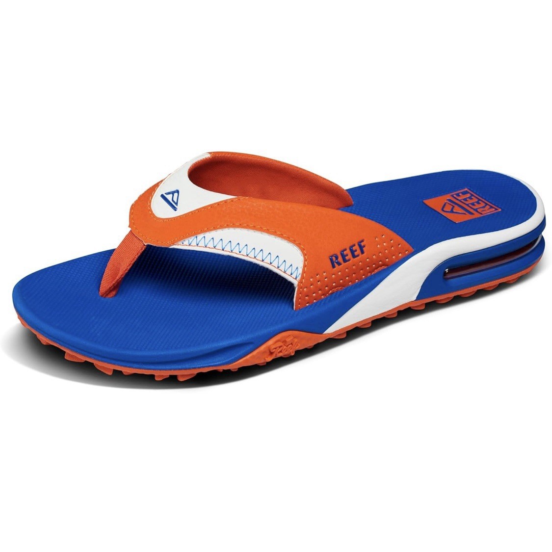 REEF Fanning PREGAME Men’s Size 9 Flip Flops with Bottle Opener Blue/Orange NEW