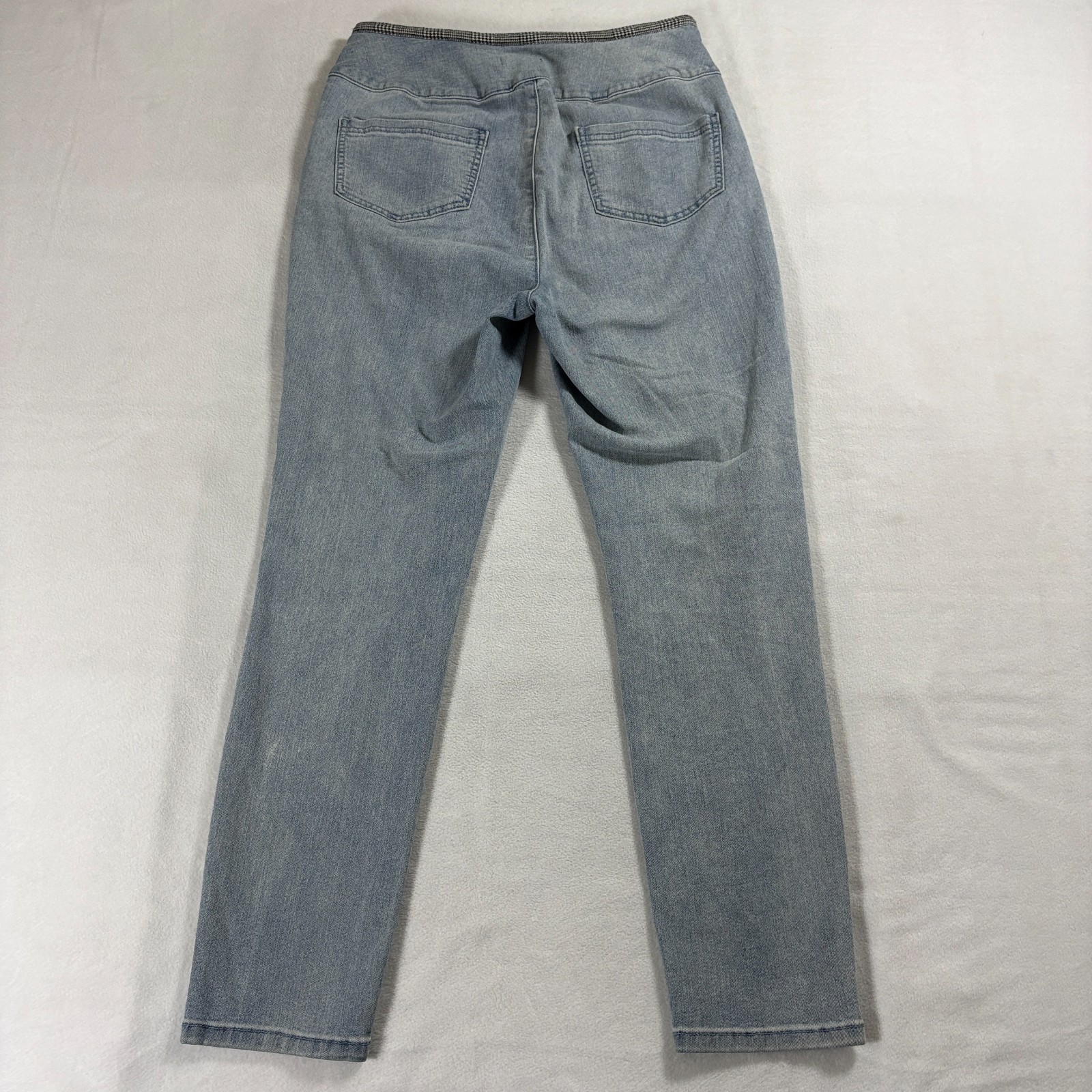High Rise Front Zip Skinny Jeans Stretch Womens Tag L Fits Like 30X28 Light Wash