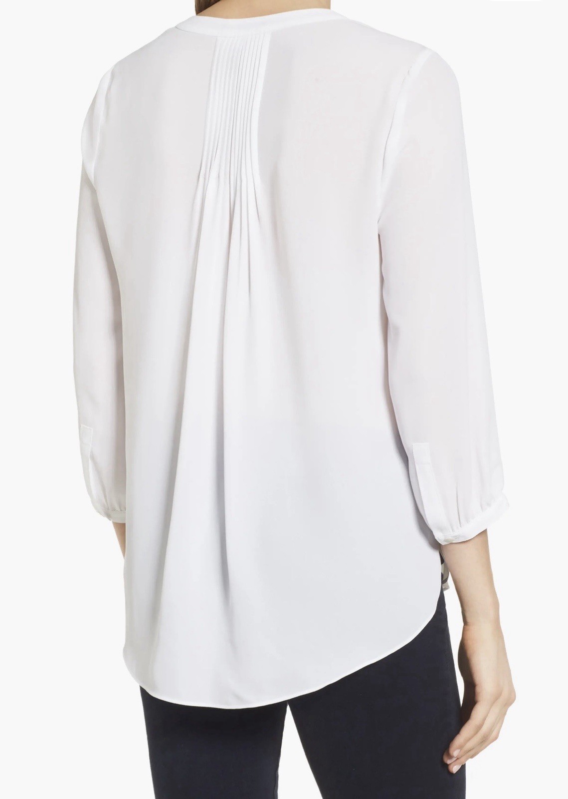 NYDJ Pintuck Blouse Optic White NWT $89 Size Small