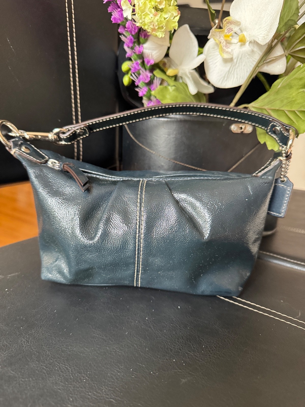 VTG Y2K COACH 9564 Blue Leather Legacy Demi Hobo Shoulder Bag (300