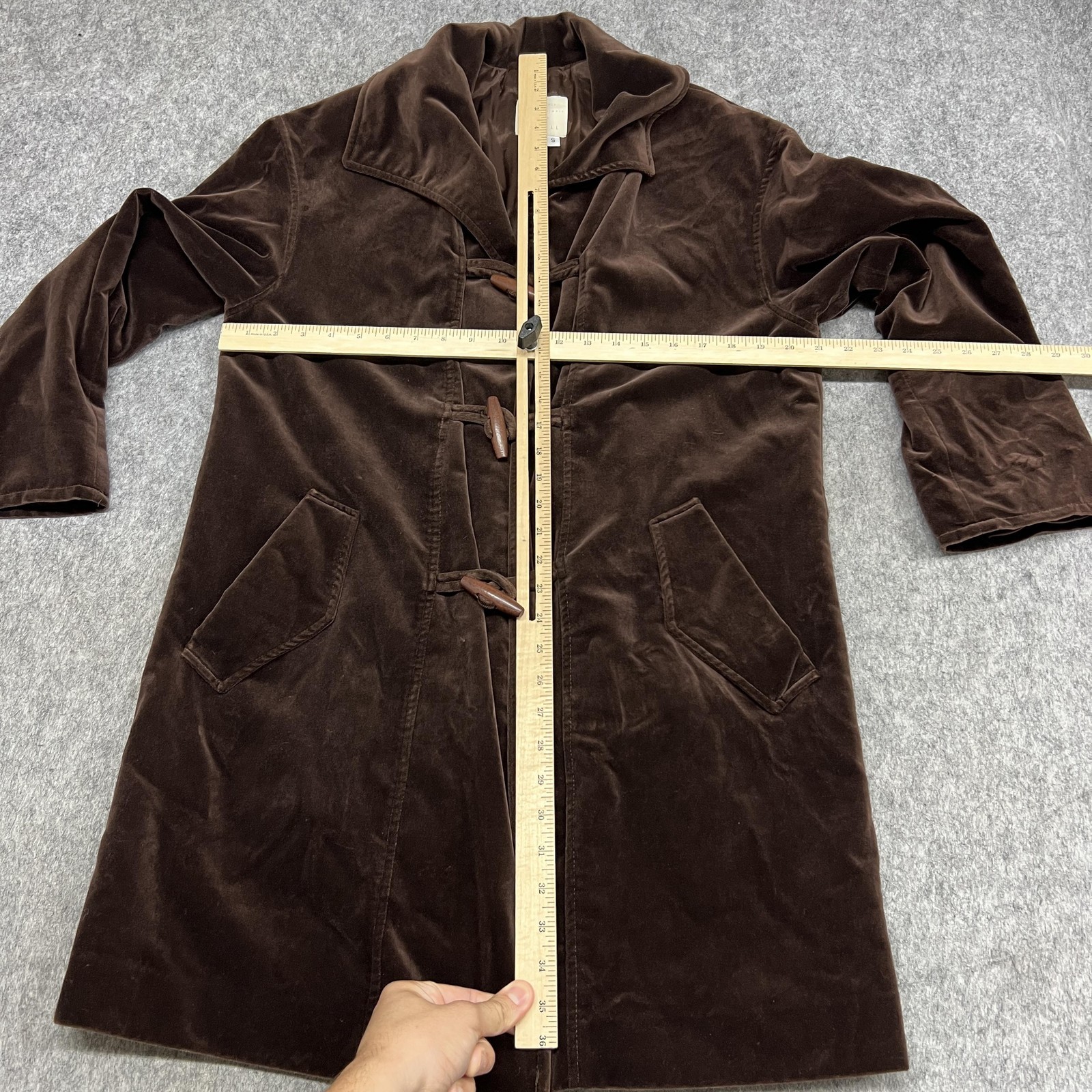 Vintage J Jill Coat Womens S Brown Velvet Toggle Lined Duster Missy Whimsigoth