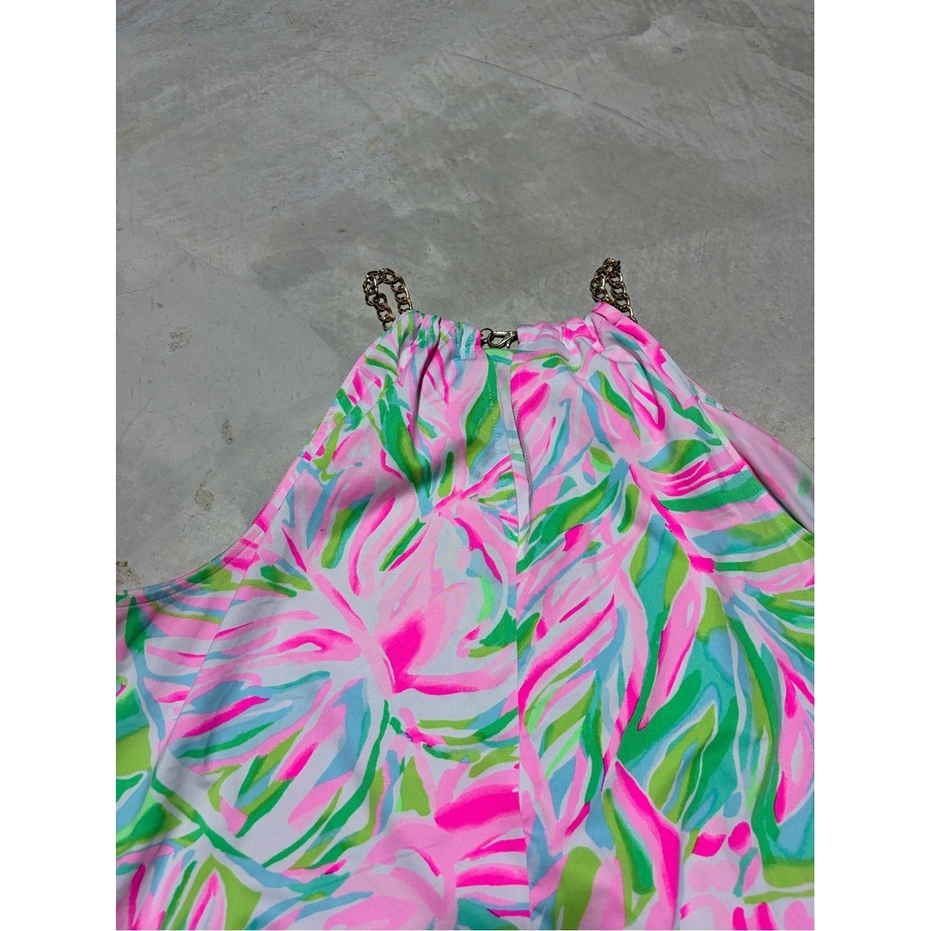 Lilly pulitzer Bowen Bright Tropical Halter Top Pink Green Floral Print large