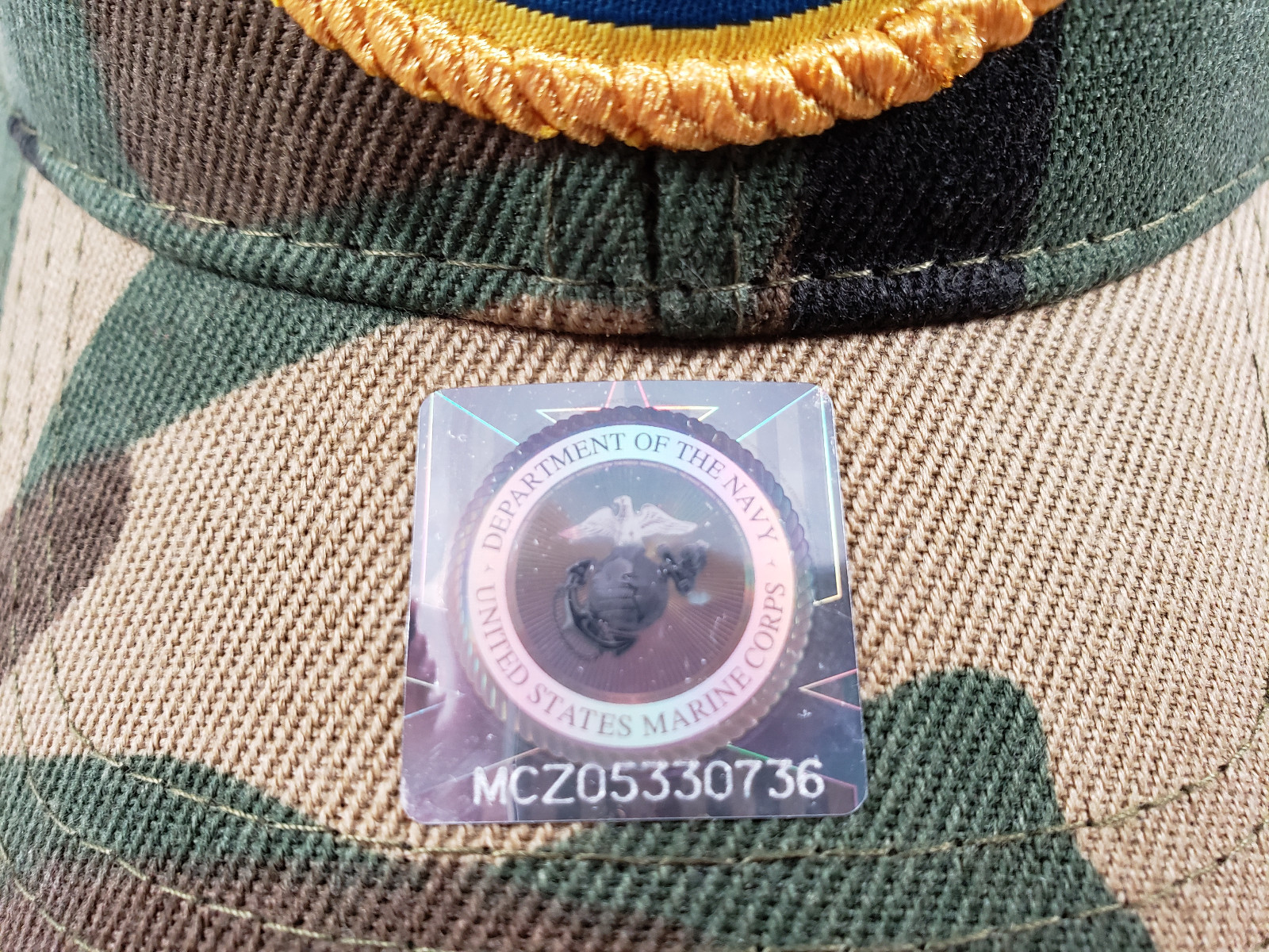 USMC Green Camo Hat, Hook & Loop Adjust, 5 Panel, NEW