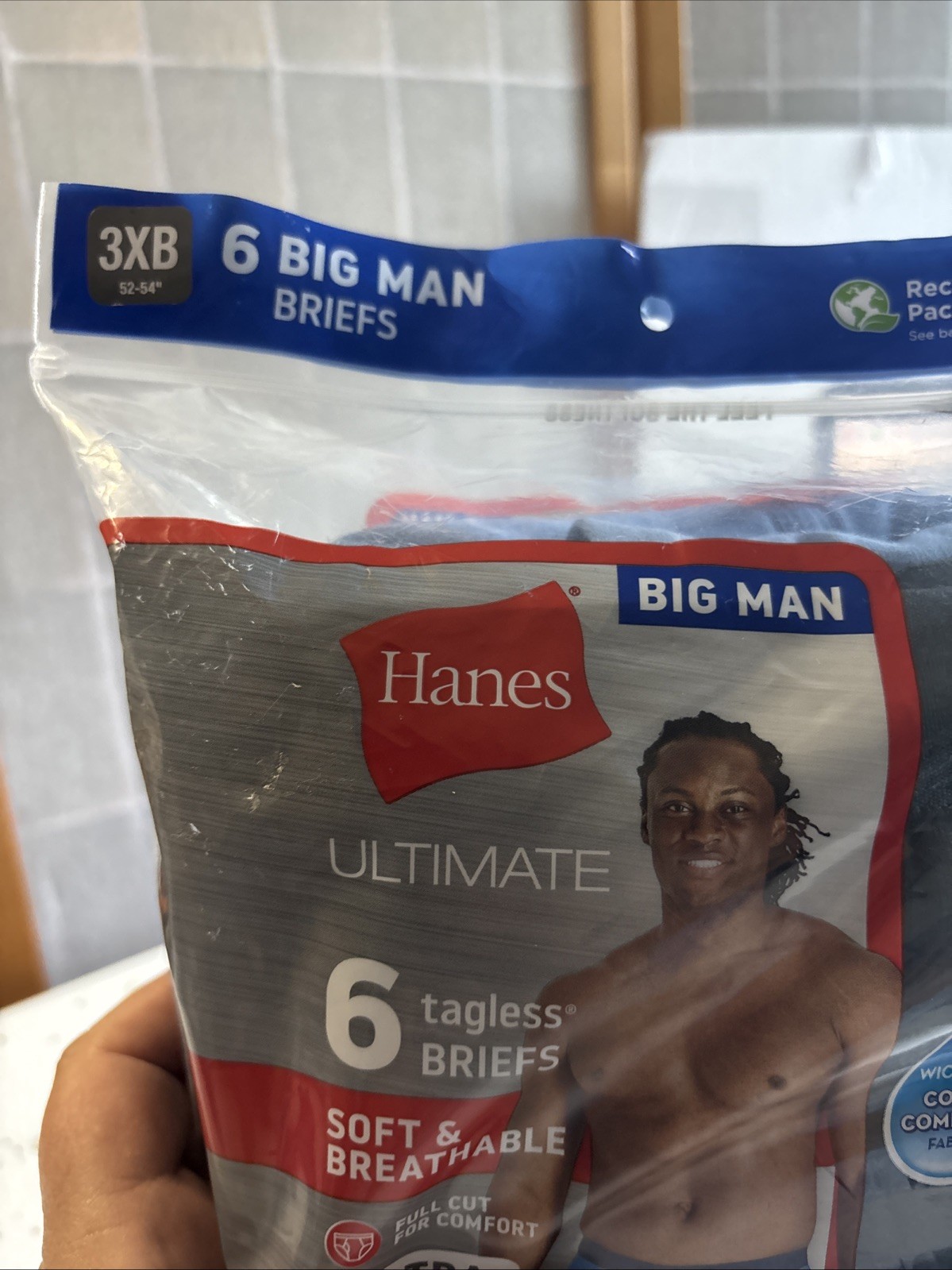 Hanes Briefs Men 3XB Multi Ultimate Big Man Tagless 6-Pack 7839B6 52-54” NEW