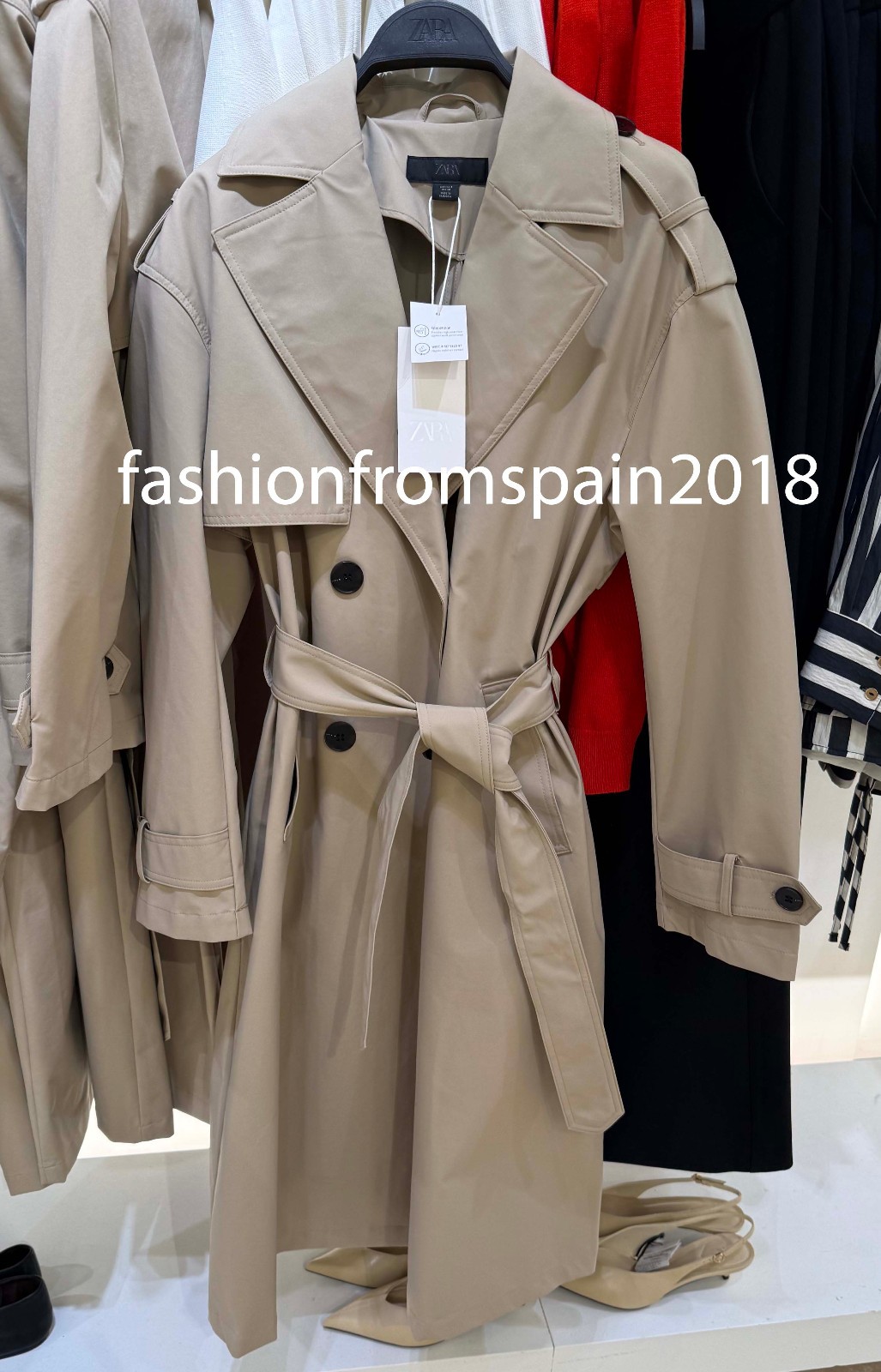 ZARA NEW WOMAN LONG BELTED WATER REPELLENT WINDPROOF TRENCH COAT 8073/074/704