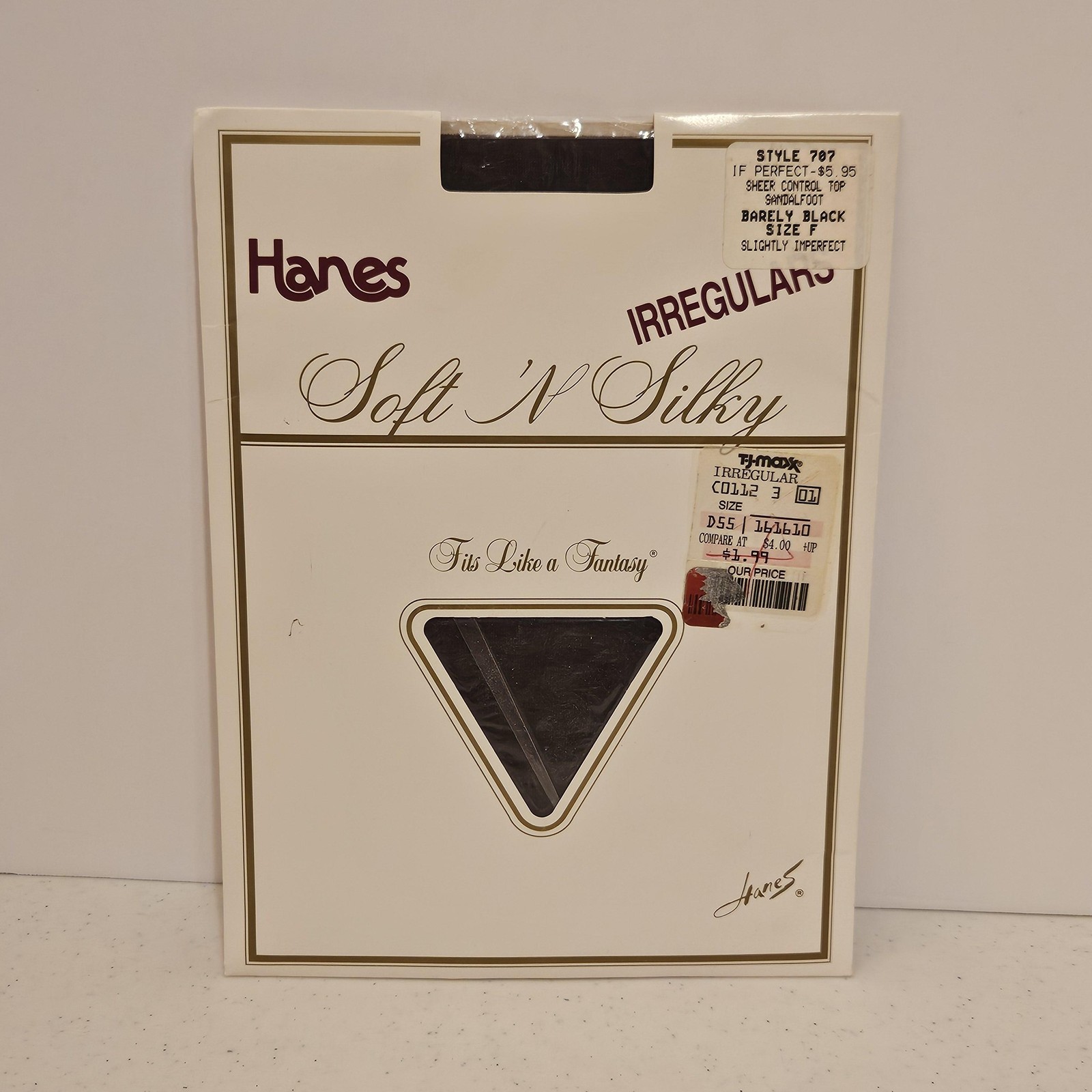 Vintage Hanes Soft N Silky Pantyhose Womens Size F Barely Black Control Top 707