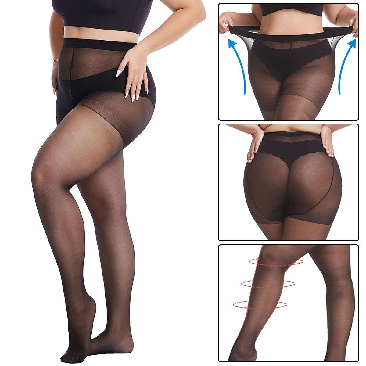 20D 40D Tights Super Elastic Pantyhose Plus Size 198lbs 220lbs Sheer Pantyhose