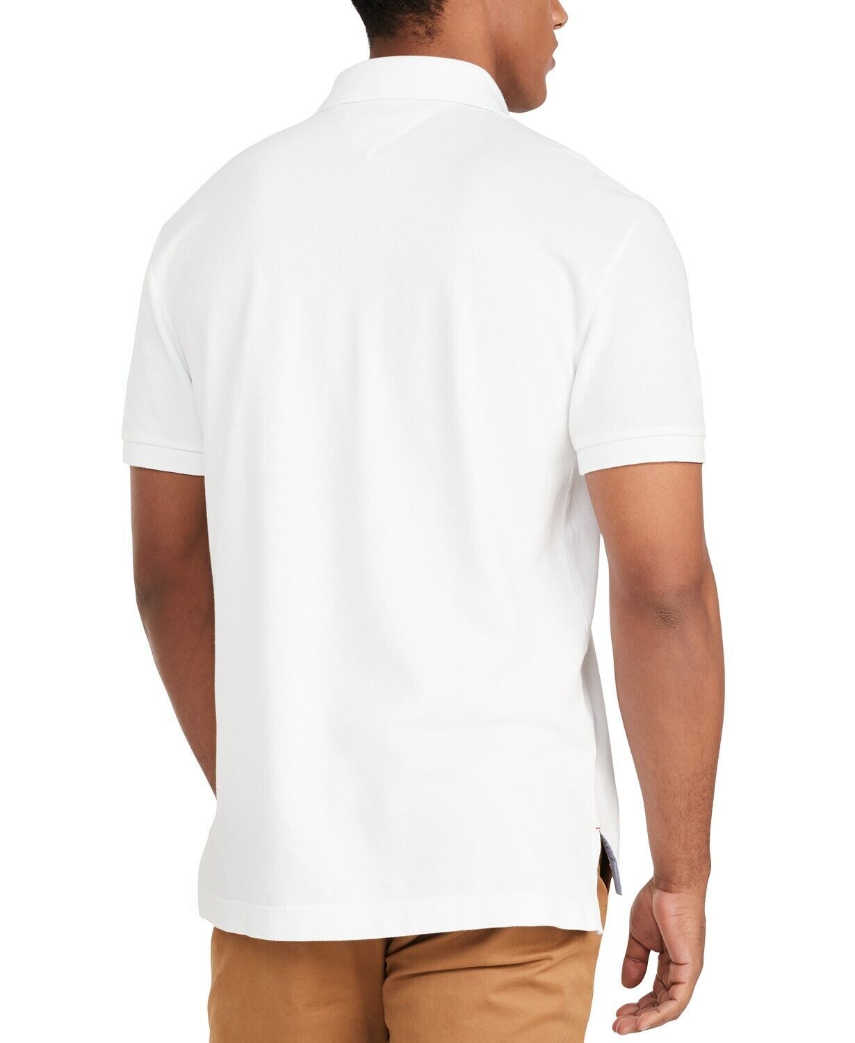 Tommy Hilfiger Men’s THFLEX Regular Fit Solid Short Sleeve Mesh Polo Shirt White
