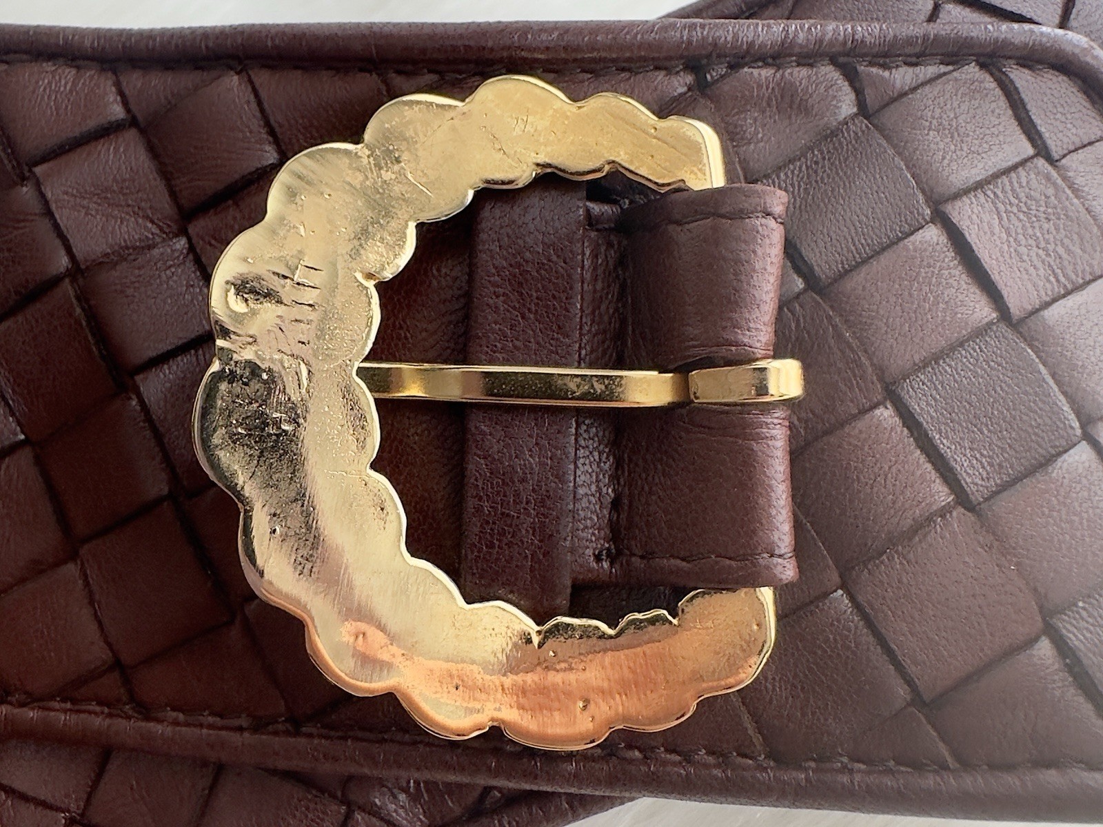✨BOTTEGA VENETA Intrecciato Woven Leather Corset Belt Brown Size 95/80cm, 32”