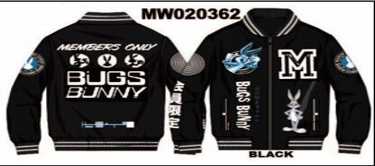 Jacket Black Varsity Bomber Members Only Small Looney Tunes Bugs Bunny NWT MO