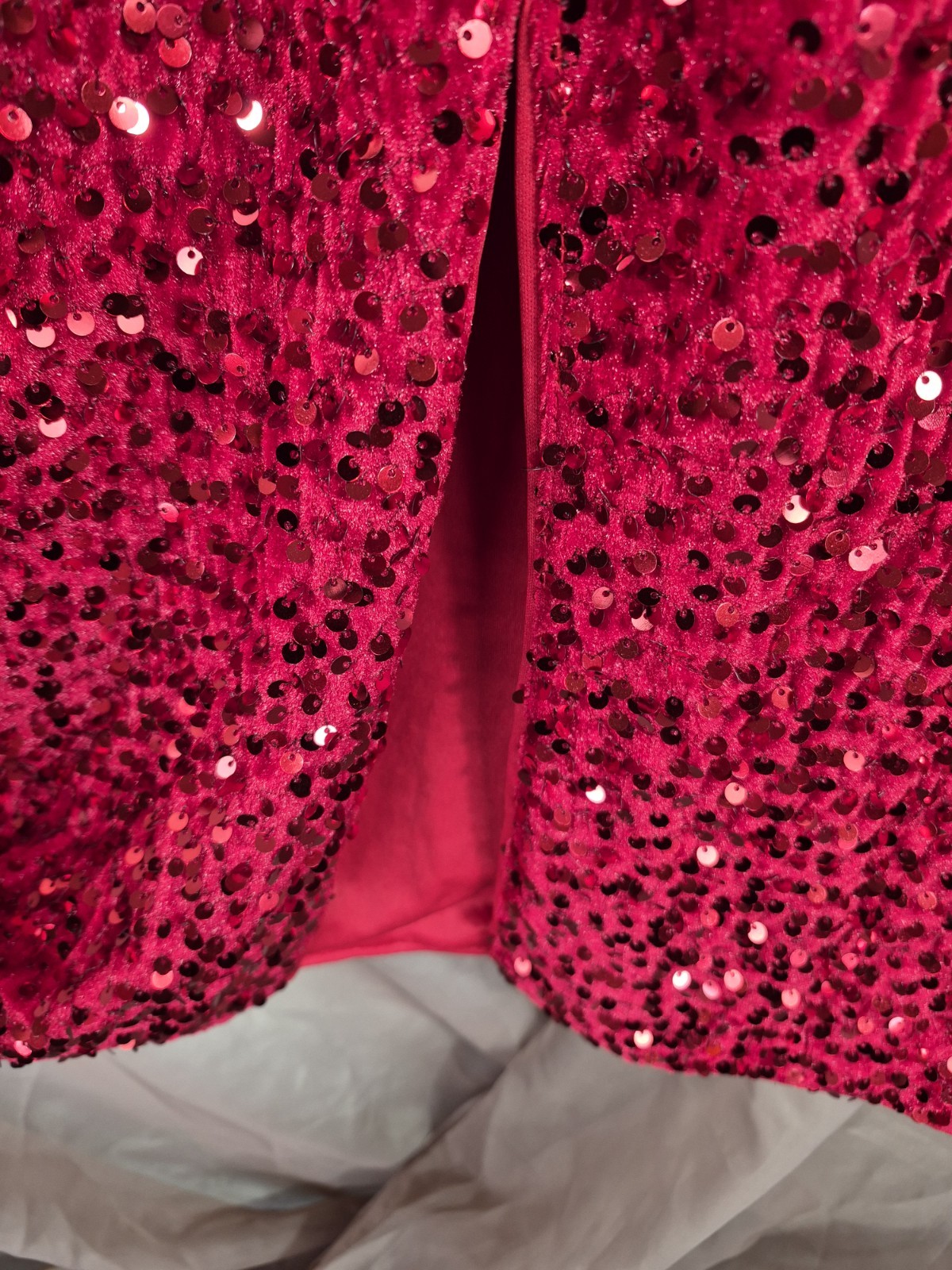 Unknown Source Women’s Red Sequins Shimmering Disco Ball Cocktail Dress Size L