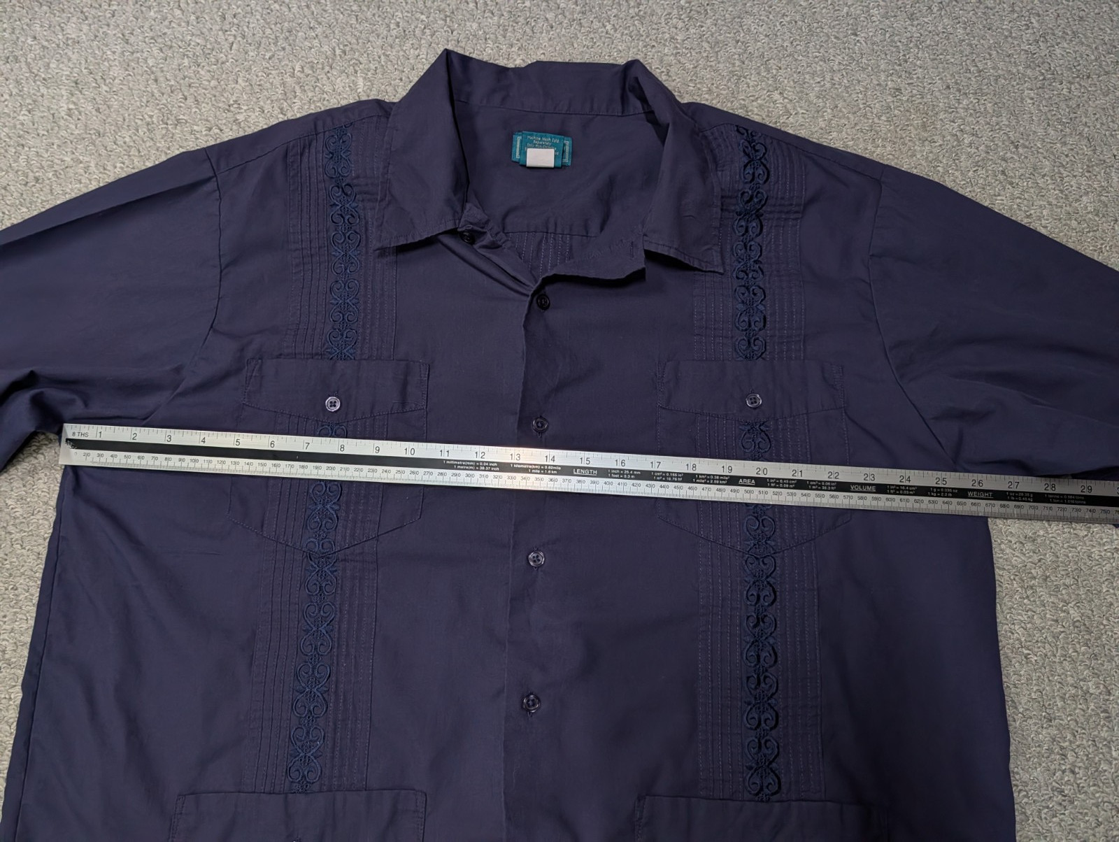 TropiCool Vintage Men’s Purple Guayabera Embroidered Tropical Button Shirt XL