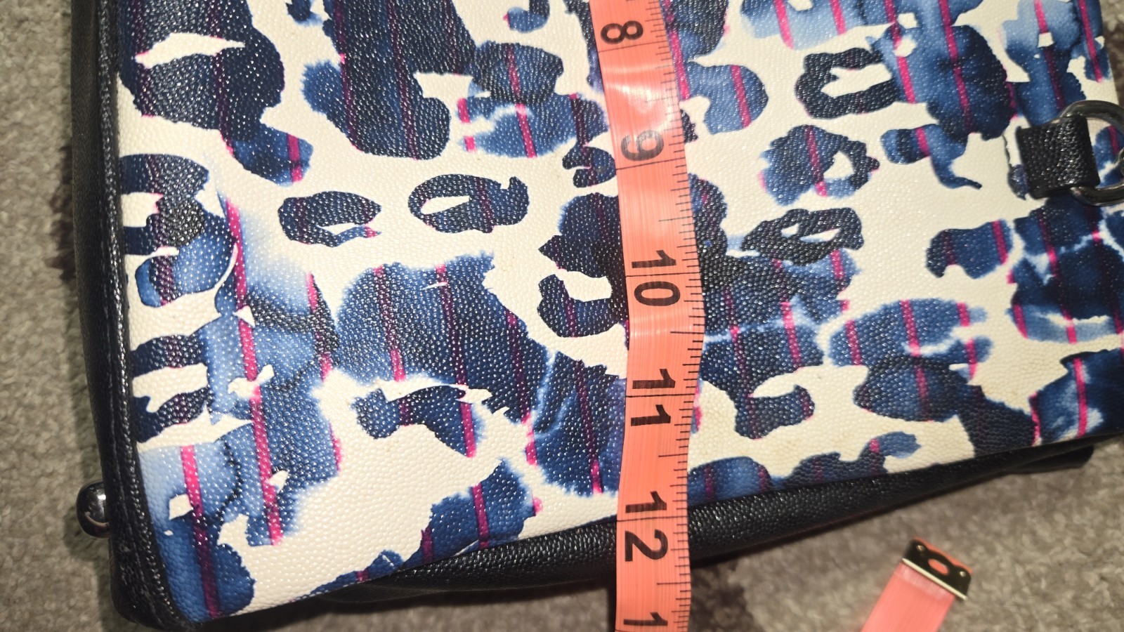 Anne Klein Blue/Black/White Leopard Print Shoulder Bag