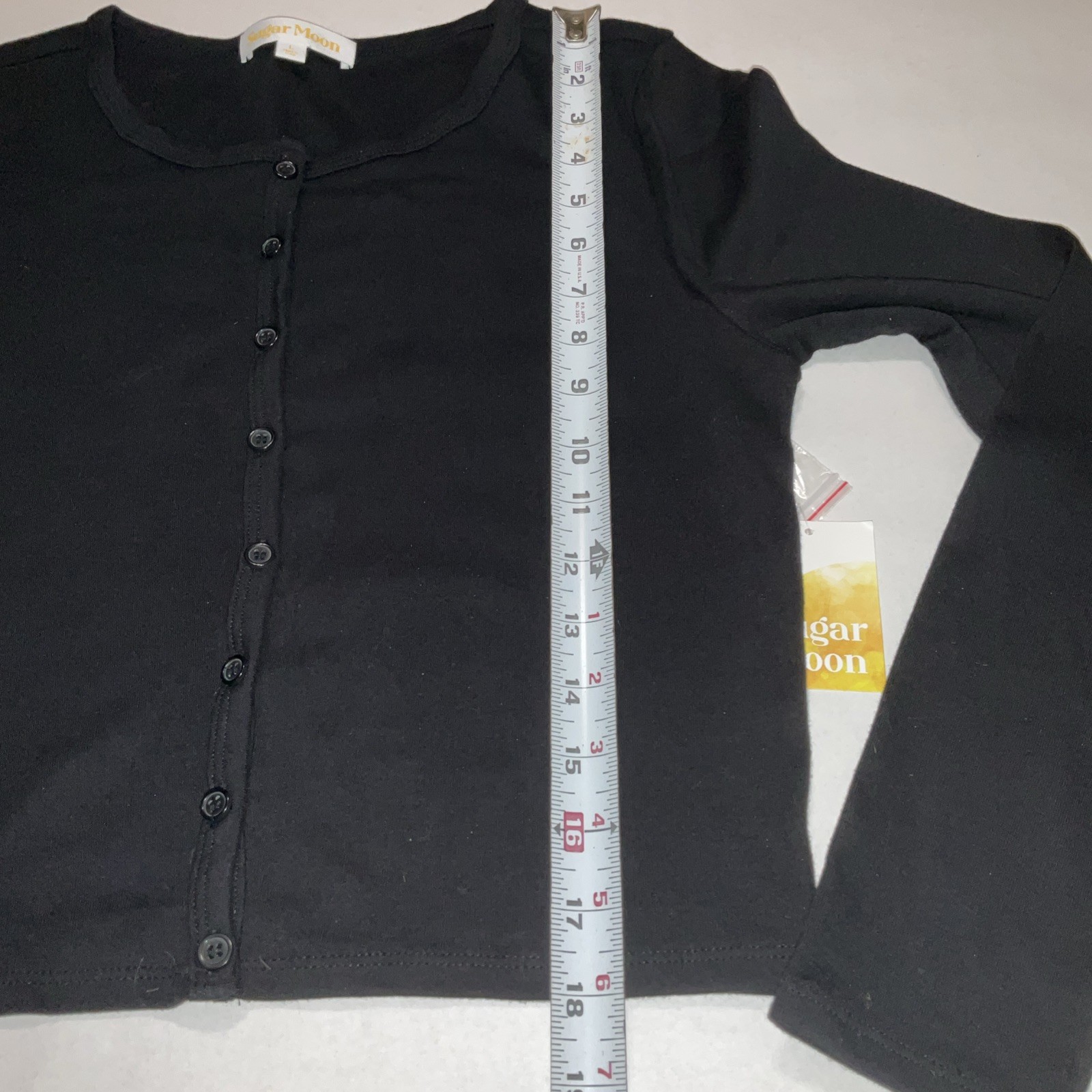 Sugar Moon New juniors L button up T-shirt, long sleeve, 98% Cotton, 18” Length