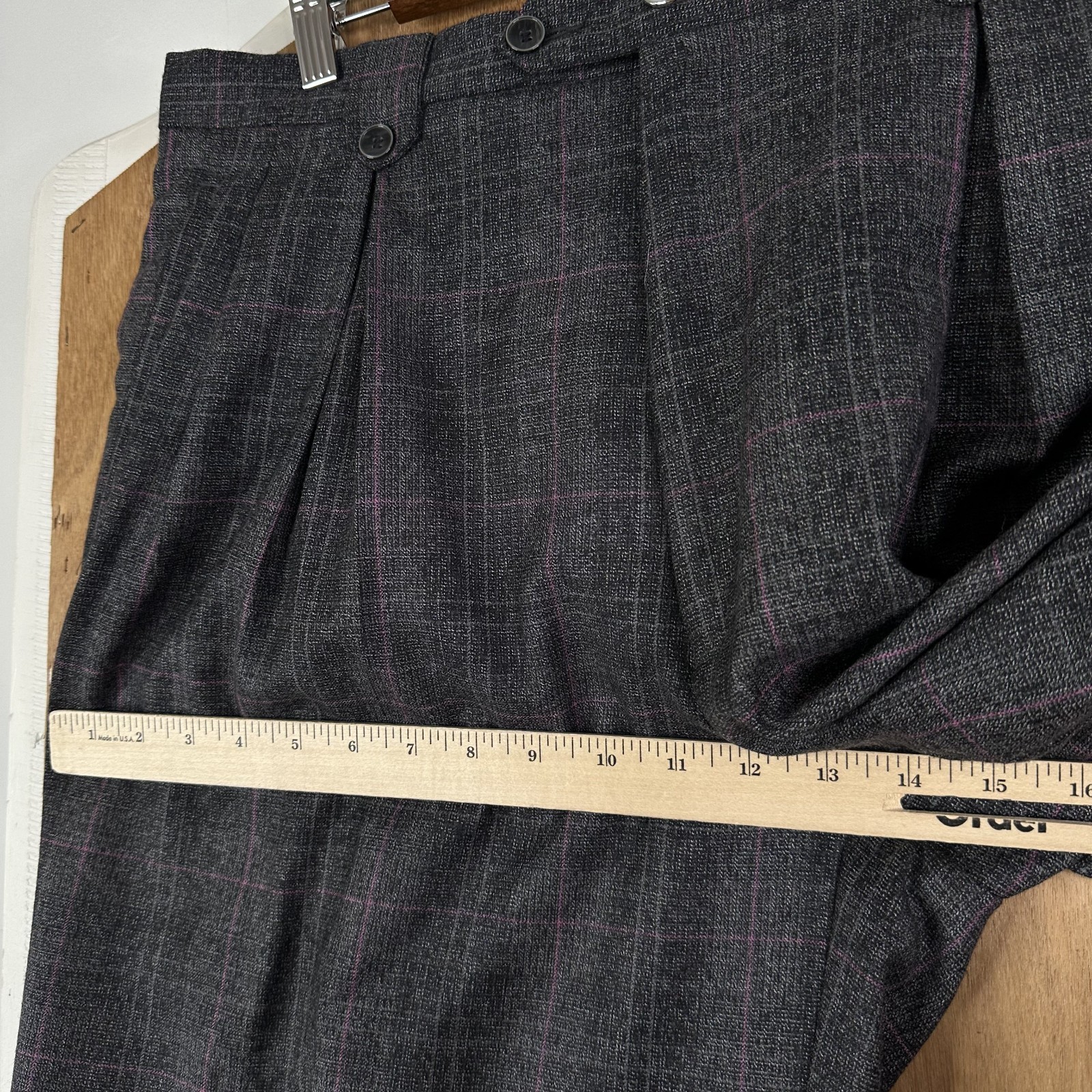 Tiglio Rosso Suit Mens 42R Gray Windowpane 1 Button Wool Super 150 34×28 3 Piece