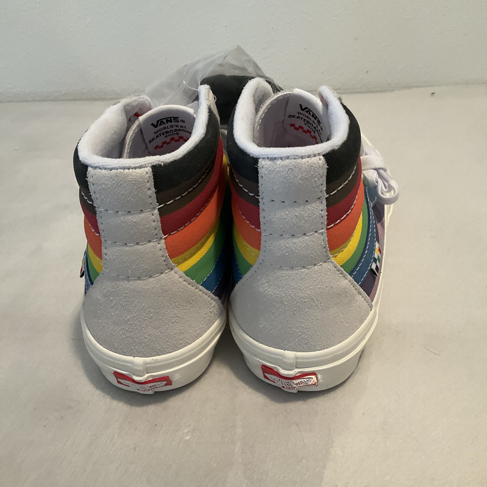 Vans Skate Sk8-Hi Pride White Rainbow Classic Shoe Mens Size 9 Women 10.5 NEW