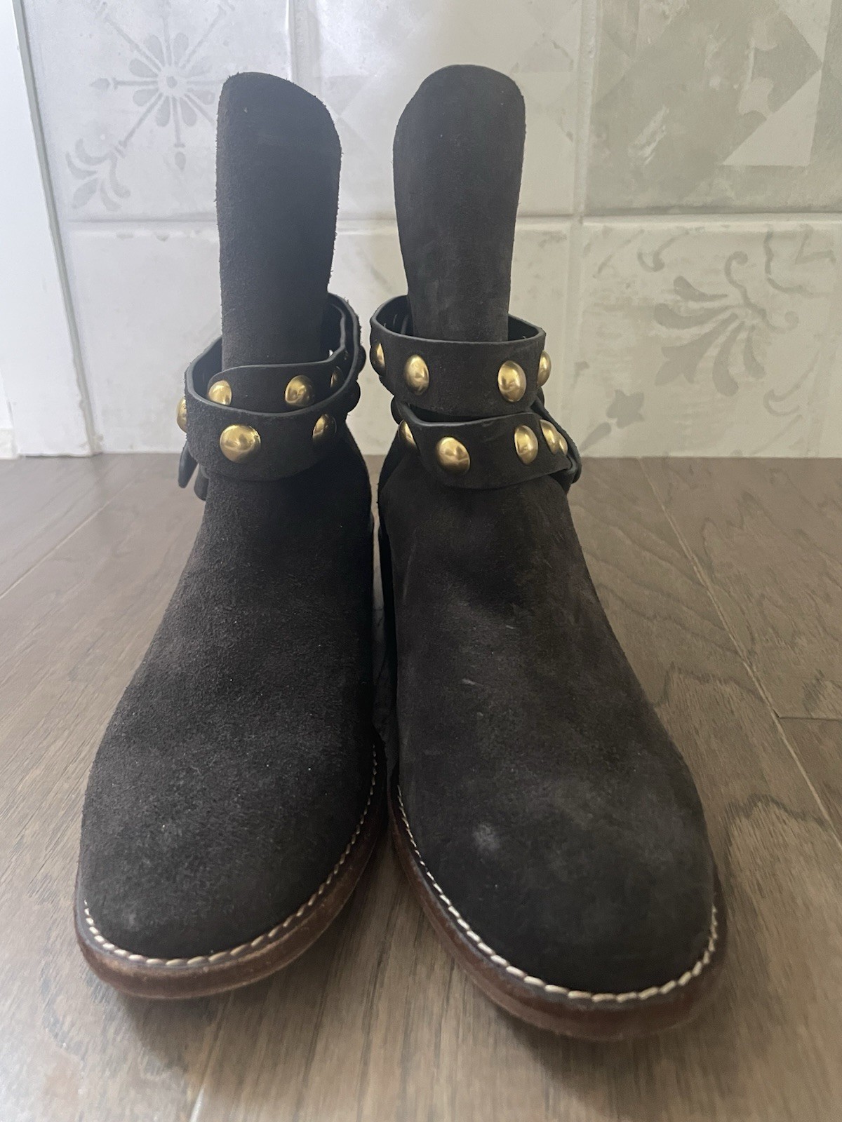 See by Chloe Neo Janis Brown Suede Ankle Boots Sz 37 US 7