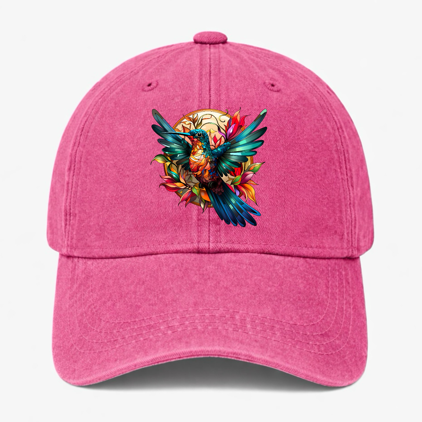 Hummingbird Floral Hat Nature Bird Lover Gift Adjustable Dad Cap Adjustable