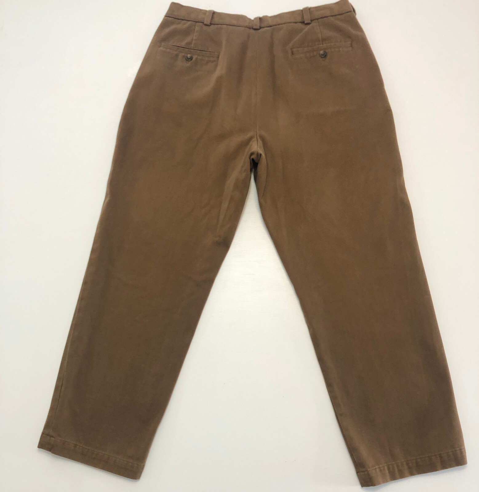 vtg Brooks Brothers 346 Pants 35×29.5 Brown 100% Soft Cotton Twill Hong Kong