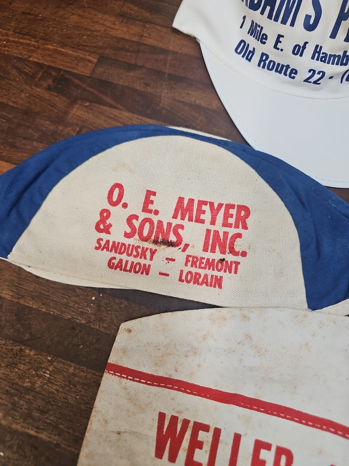 B84- 3 Vintage Welding welder’s Skull Caps + Adam’s Paint Store Painter Hat