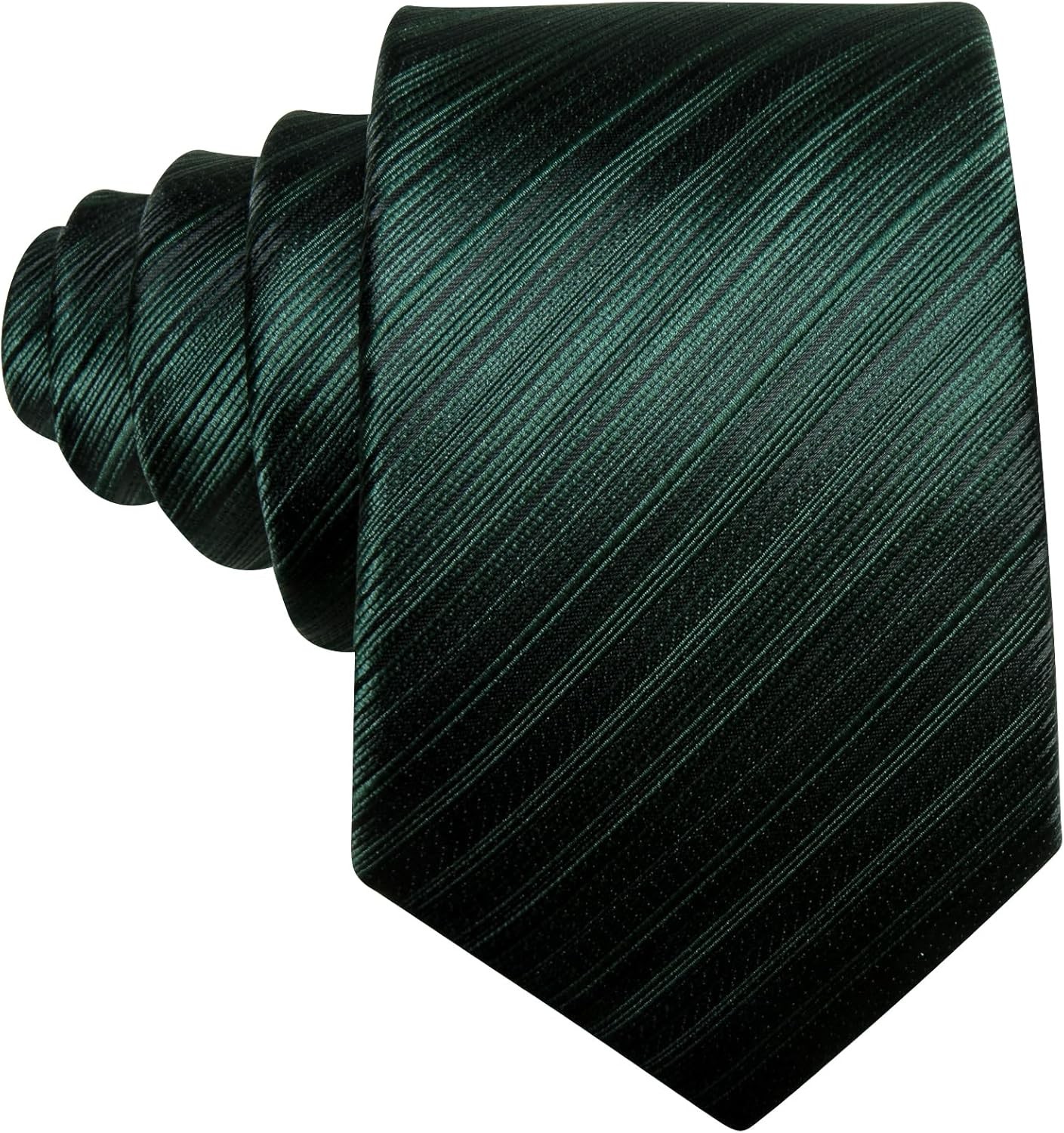Barry.Wang Tie Sets for Men Silk Stripe Necktie Woven Checkered Hunter Green