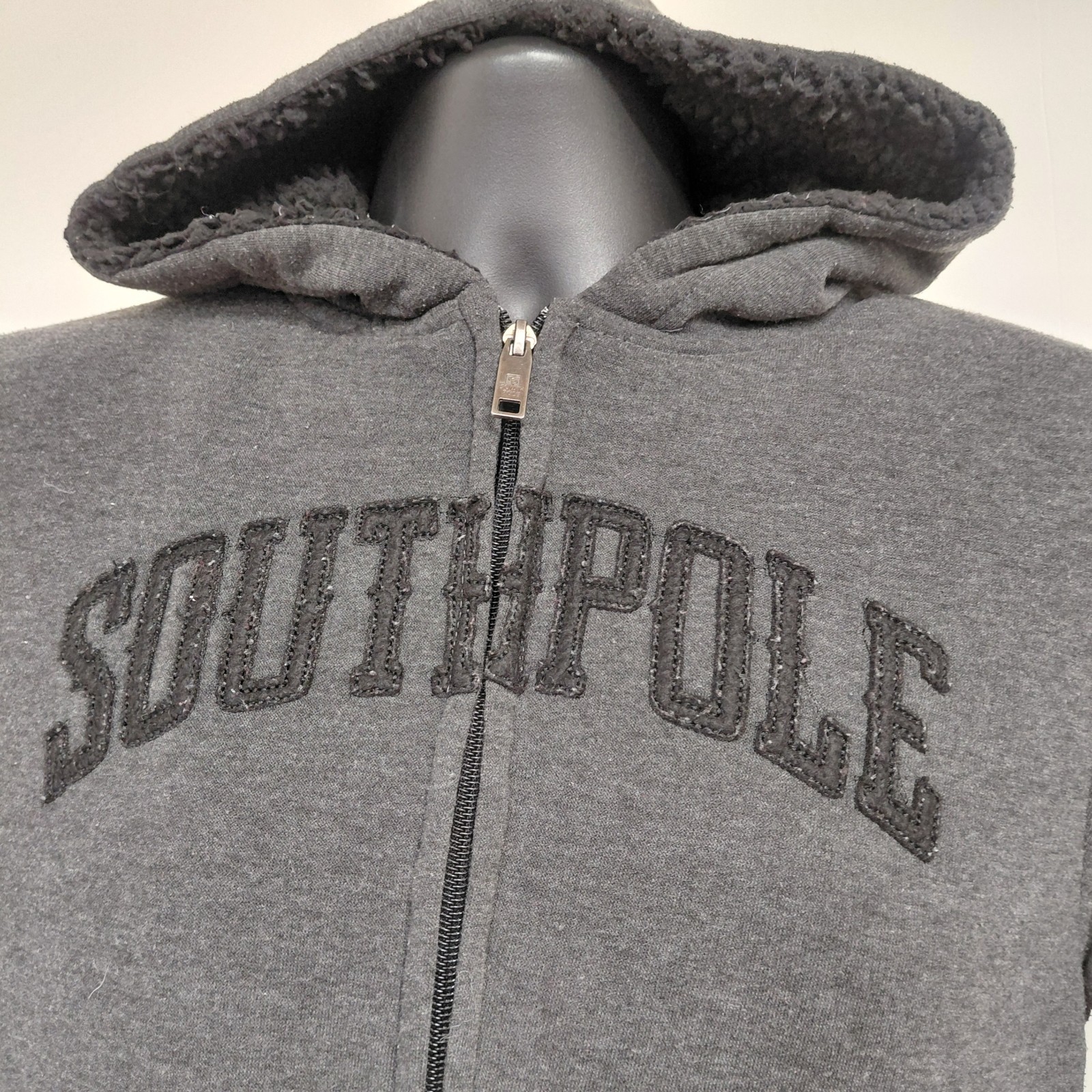 South Pole Full Zip Hoodie Youth Size Large 14/16 Black Jacket Sharpa Lined Warm