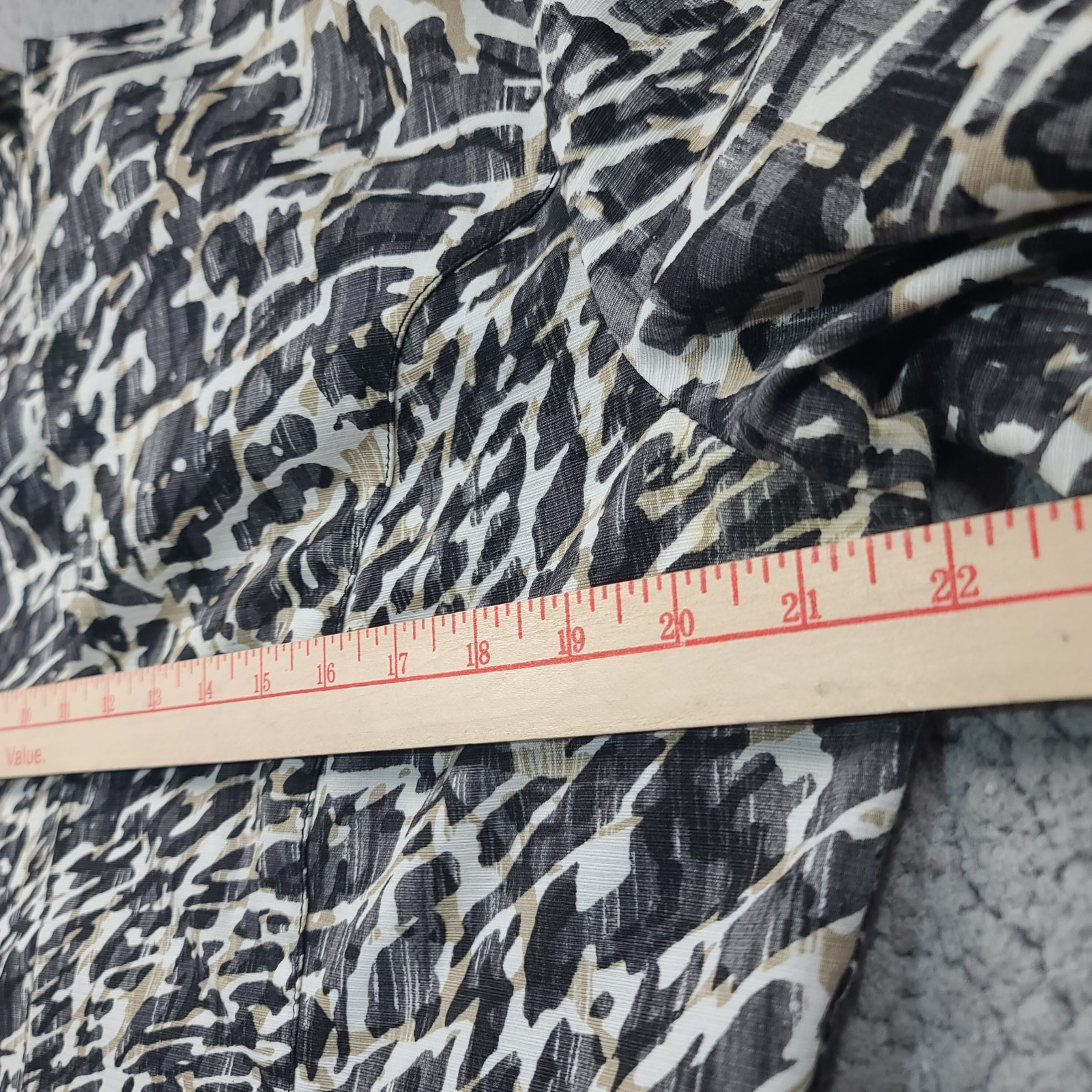 Chicos Womens LG 2 Open Front Jacket Blazer Abstract Animal Print Cotton Unlined