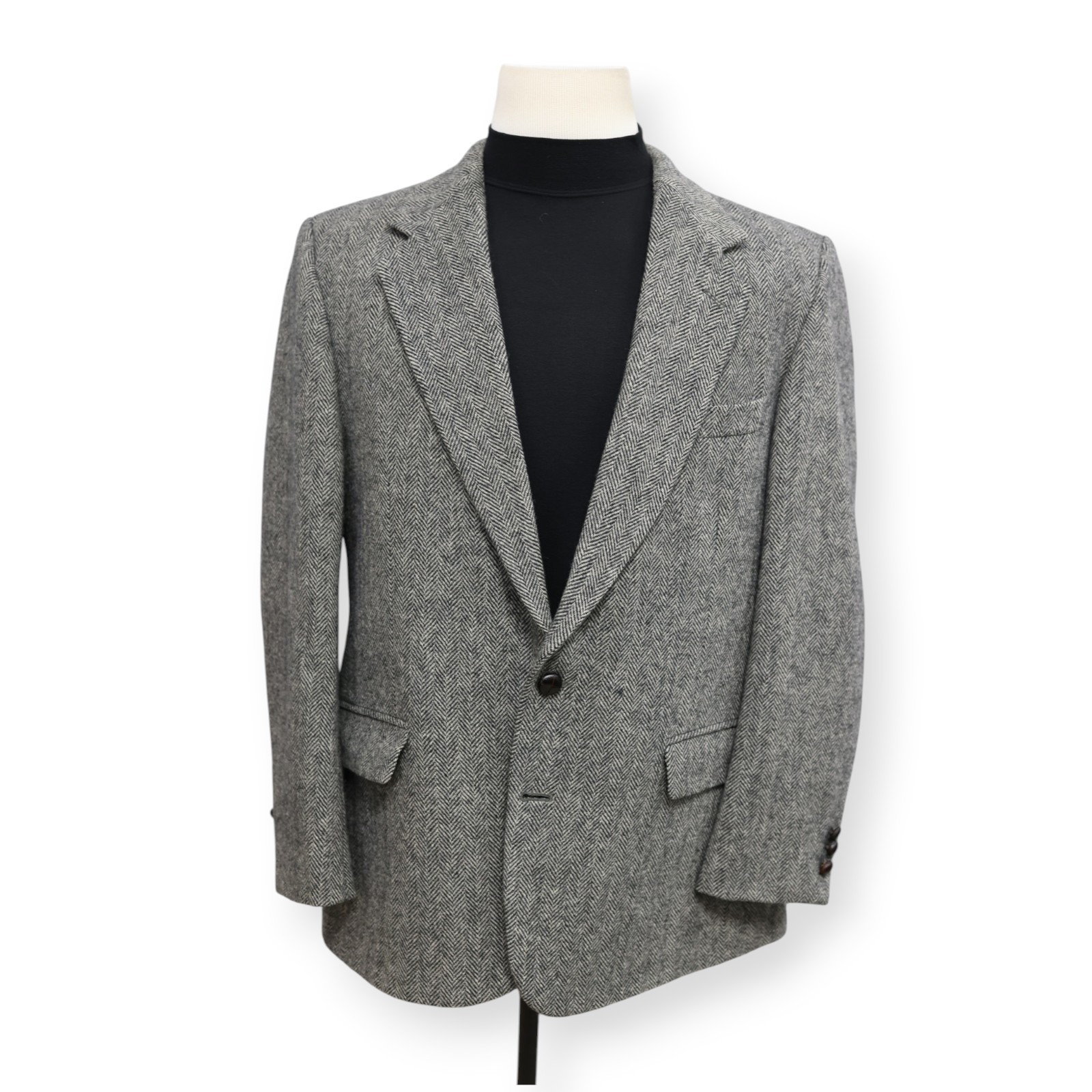 DEANSGATE VINTAGE TWEED mens gray HERRINGBONE sport coat suit jacket blazer 44 R
