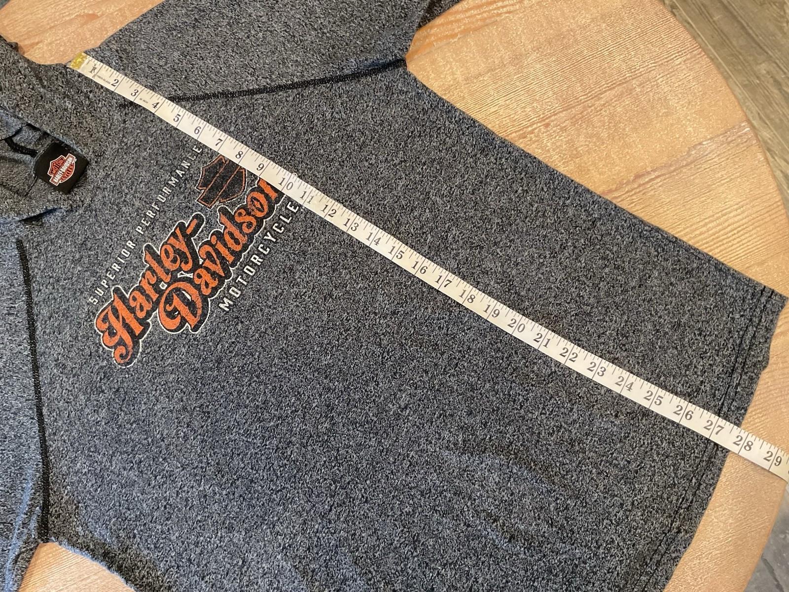 Harley Davidson Hooded Shirt L Gray Long Sleeve Pullover Hoodie Stretch Kansas