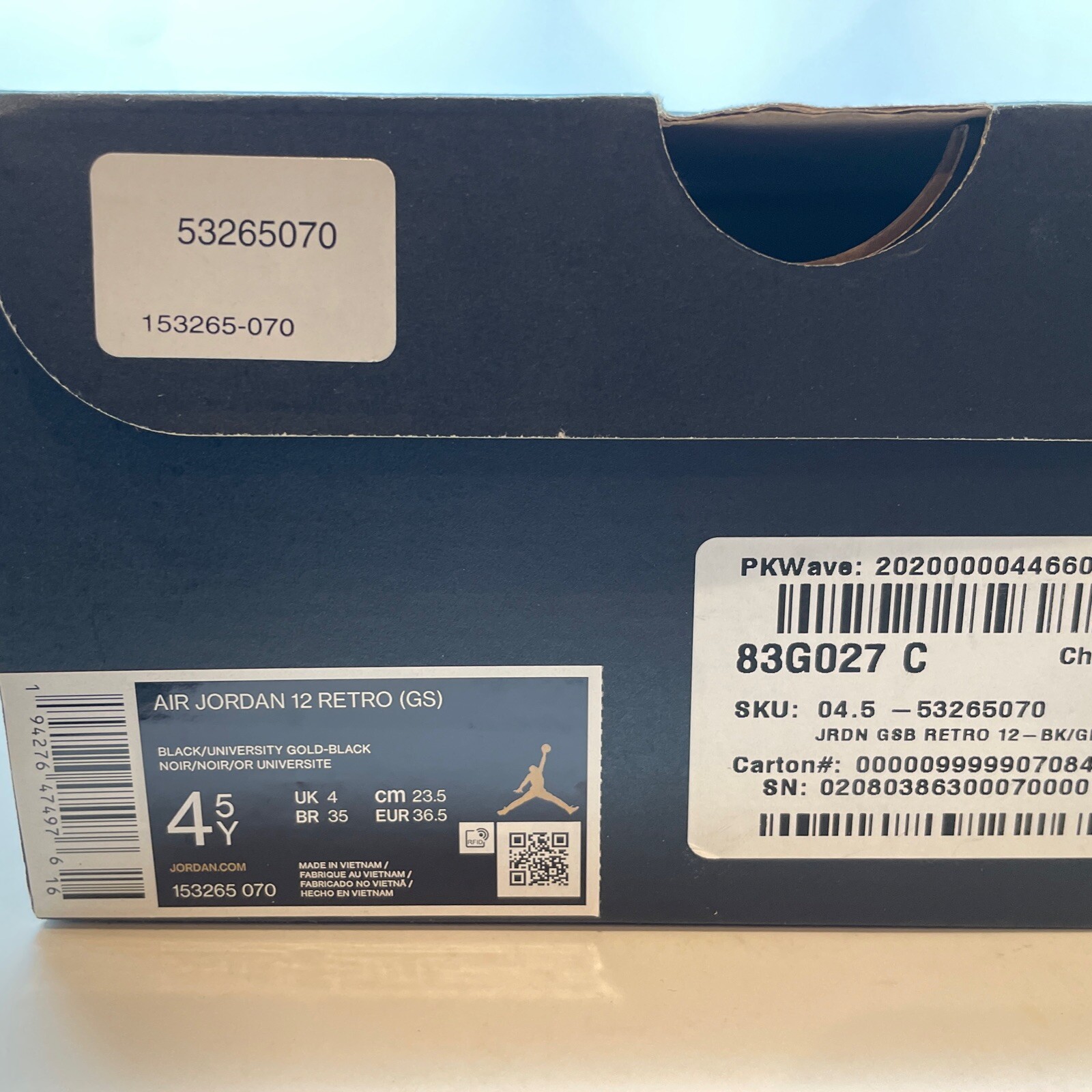 Air Jordan 12 XII Retro GS ‘University Gold’ Youth sz 4.5Y = 6W NEW!