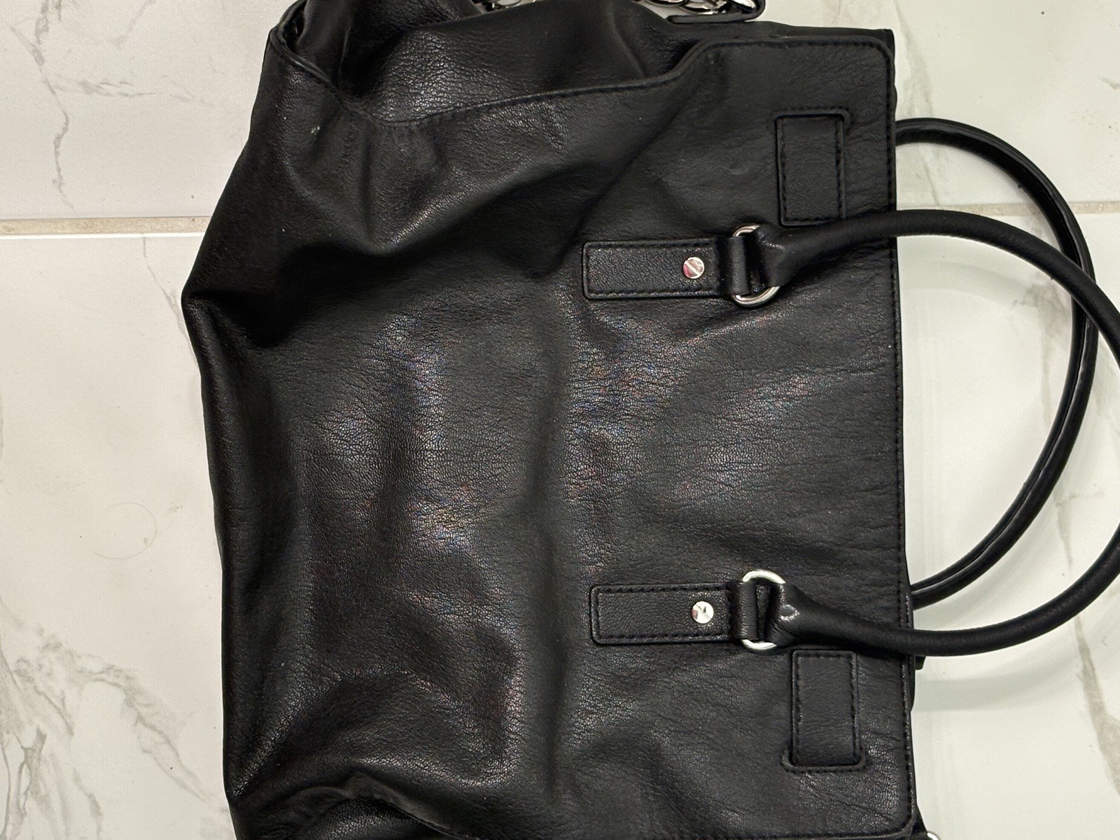 Michael Kors Hamilton Large Black Satchel Shoulder Bag Used Condition
