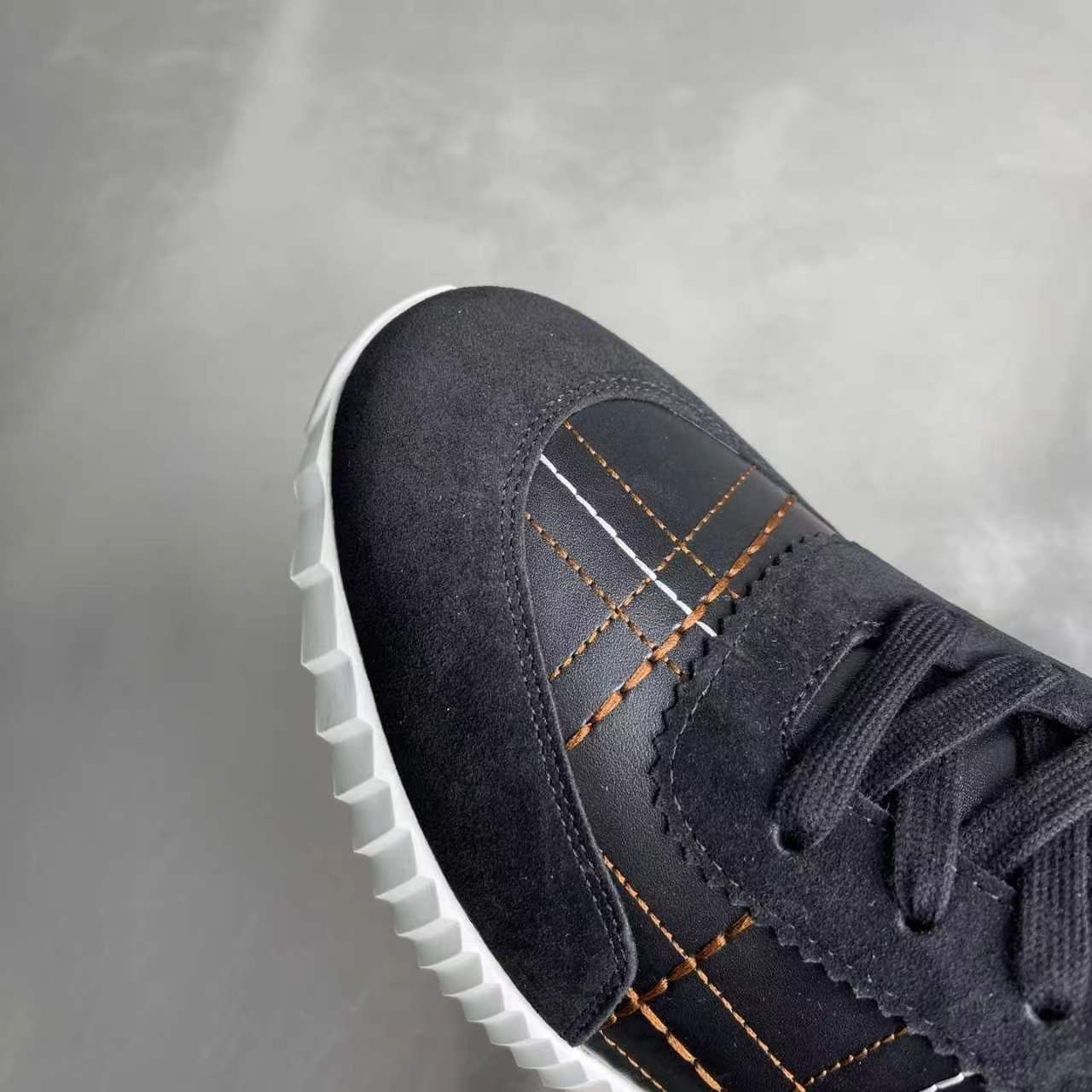 Hermes Bouncing Sneakers Black Leather Suede Men’s Low Top Trainers