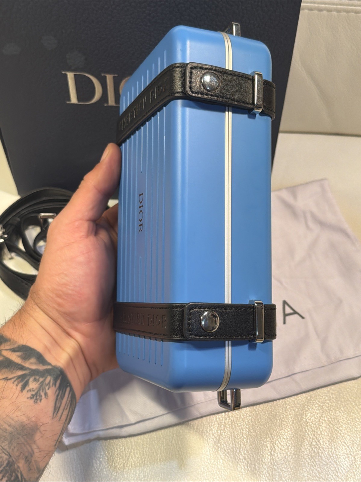 RIMOWA Personal Aluminum Cross-Body Clutch Bag – Blue