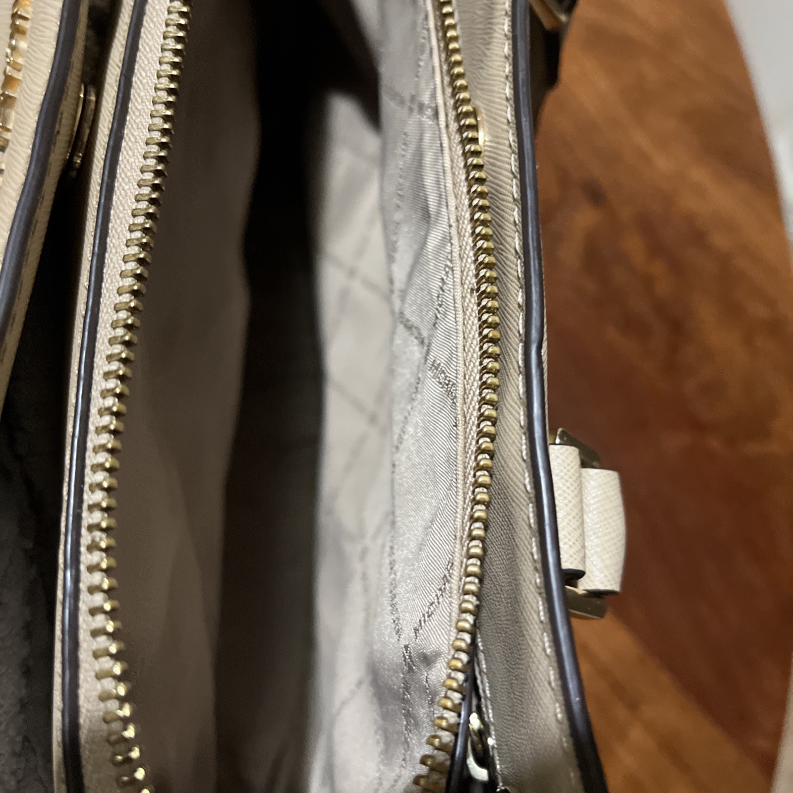 Michael Kors Savannah Medium Saffiano Taupe Satchel Leather Handbag*READ