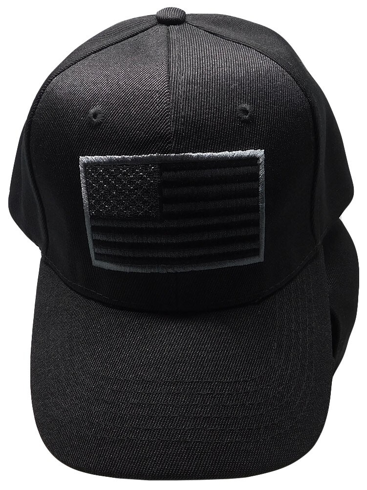 USA American Dark Grey/Black Patch Black Acrylic Adjustable Embroidered Hat Cap