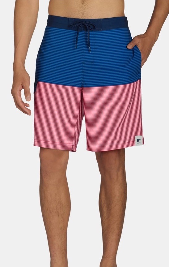 GEORGE MEN’S SWIM SHORT AT THE KNEE S (28-30) Small NEW RED WHITE BLUE STRIPED