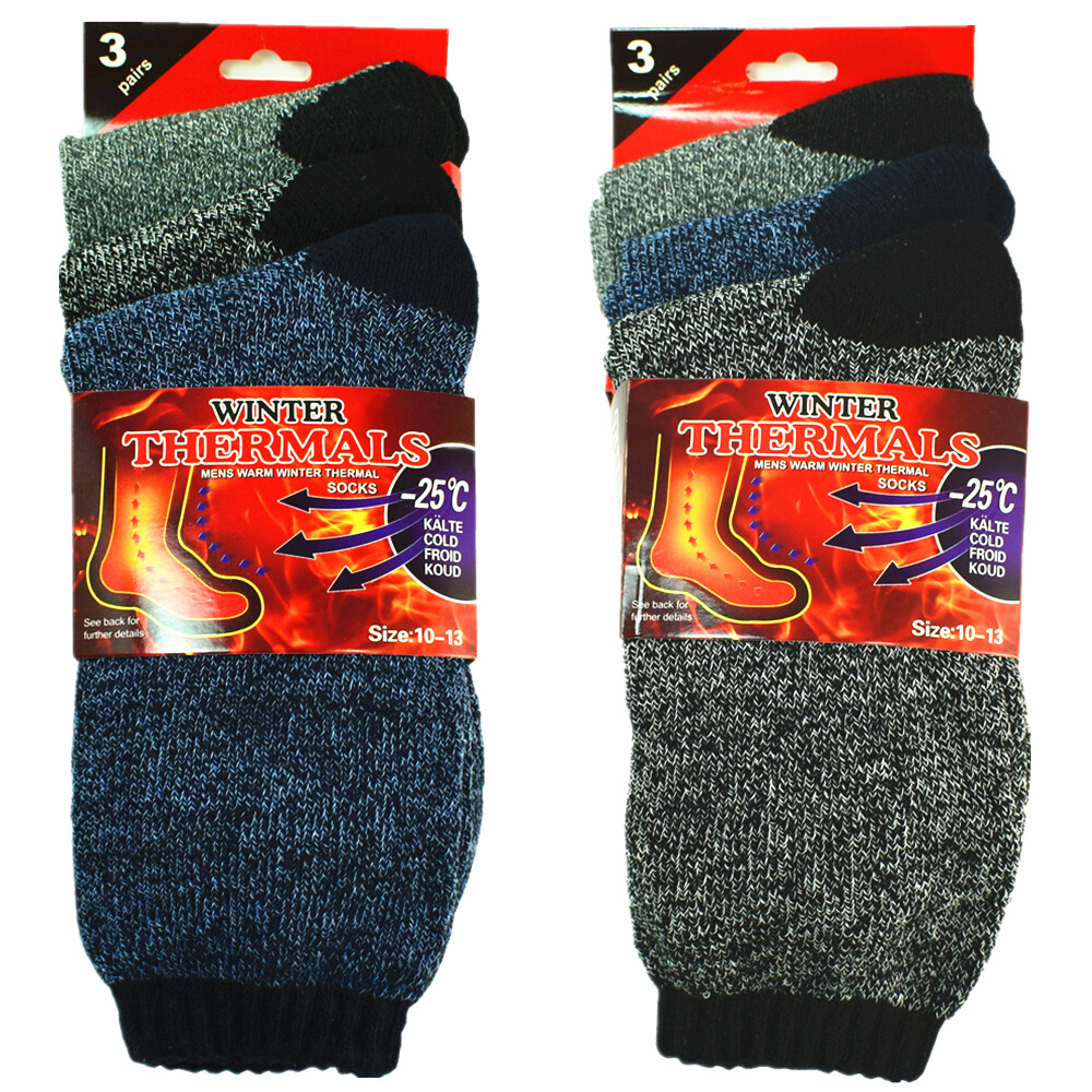 6 Pairs Men Winter Thermal Super Warm Heated Socks Heavy Duty Boots Size 10-13
