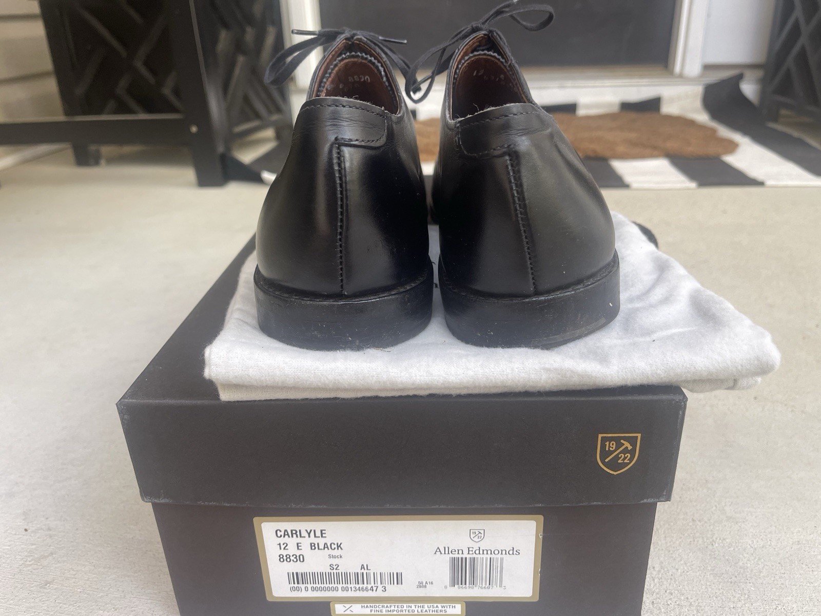 Allen Edmonds Carlyle Men Black Leather Dress Shoes Plain Toe Oxfords 12E