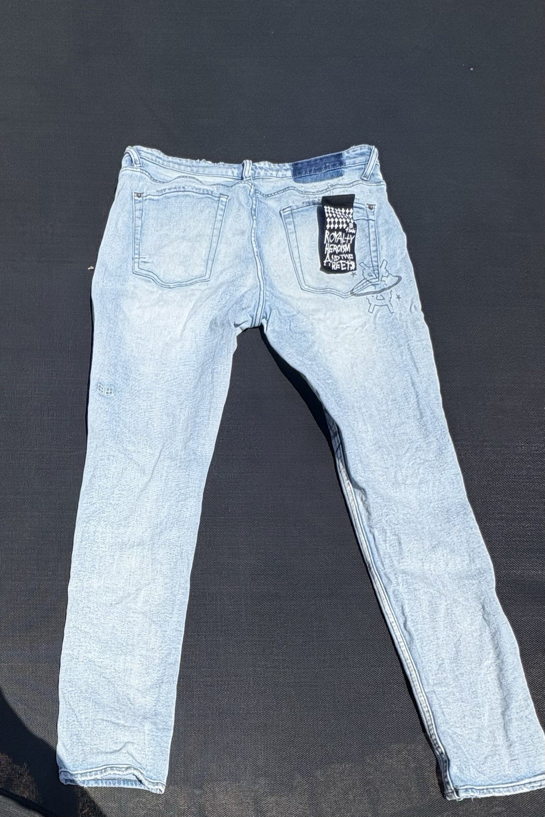 Ksubi Men’s Light Wash Distressed Logo Skinny Slim Fit Denim Jeans Size 36