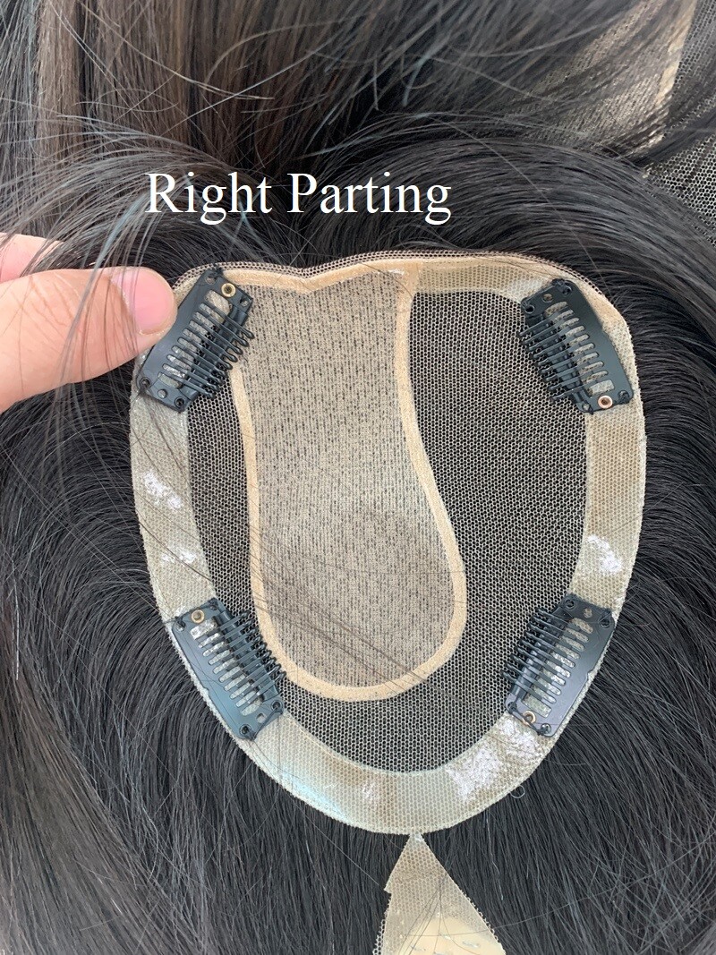 5.5″x6.3″ Left/Right/Middle Silk Top Part Best Virgin Human Hair Topper 10″~18″