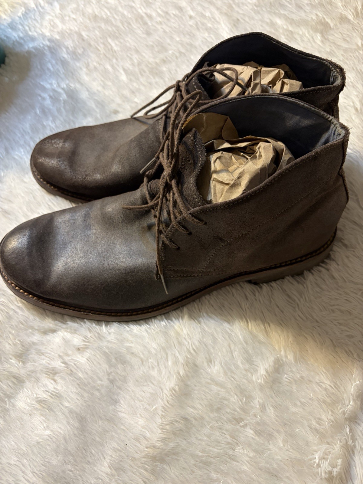 Mark Nason Skechers Men’s Brown Leather Chukka Lace-Up Round Toe Boots 10.5