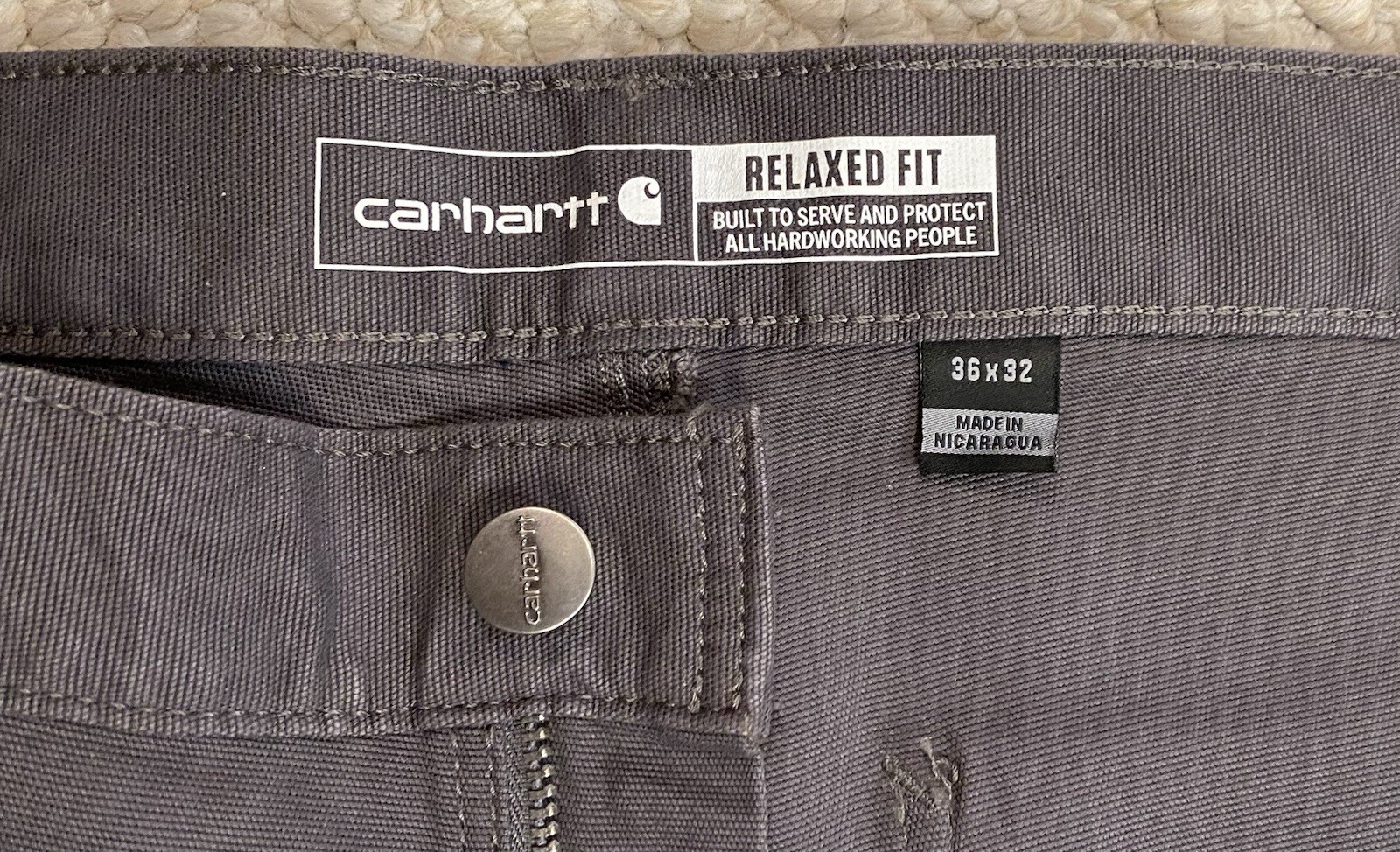 CARHARTT Relaxed Fit NWT Rugged Flex 36 x 32 Mens Pants Jeans Gray 102291 New